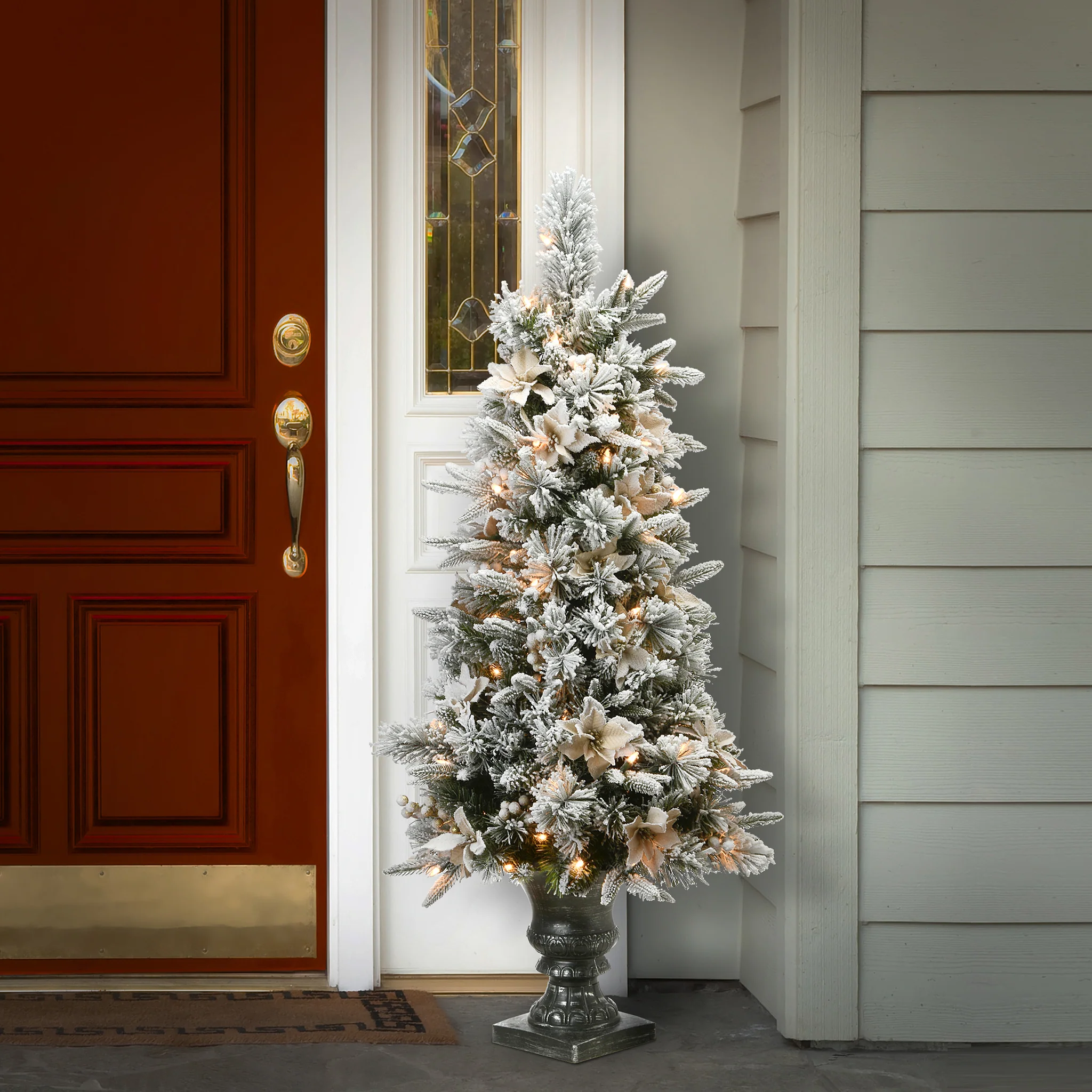 4 ft. Pre-Lit Frosted Colonial Fir Tree with Clear Lights, Plug-In - Image 2
