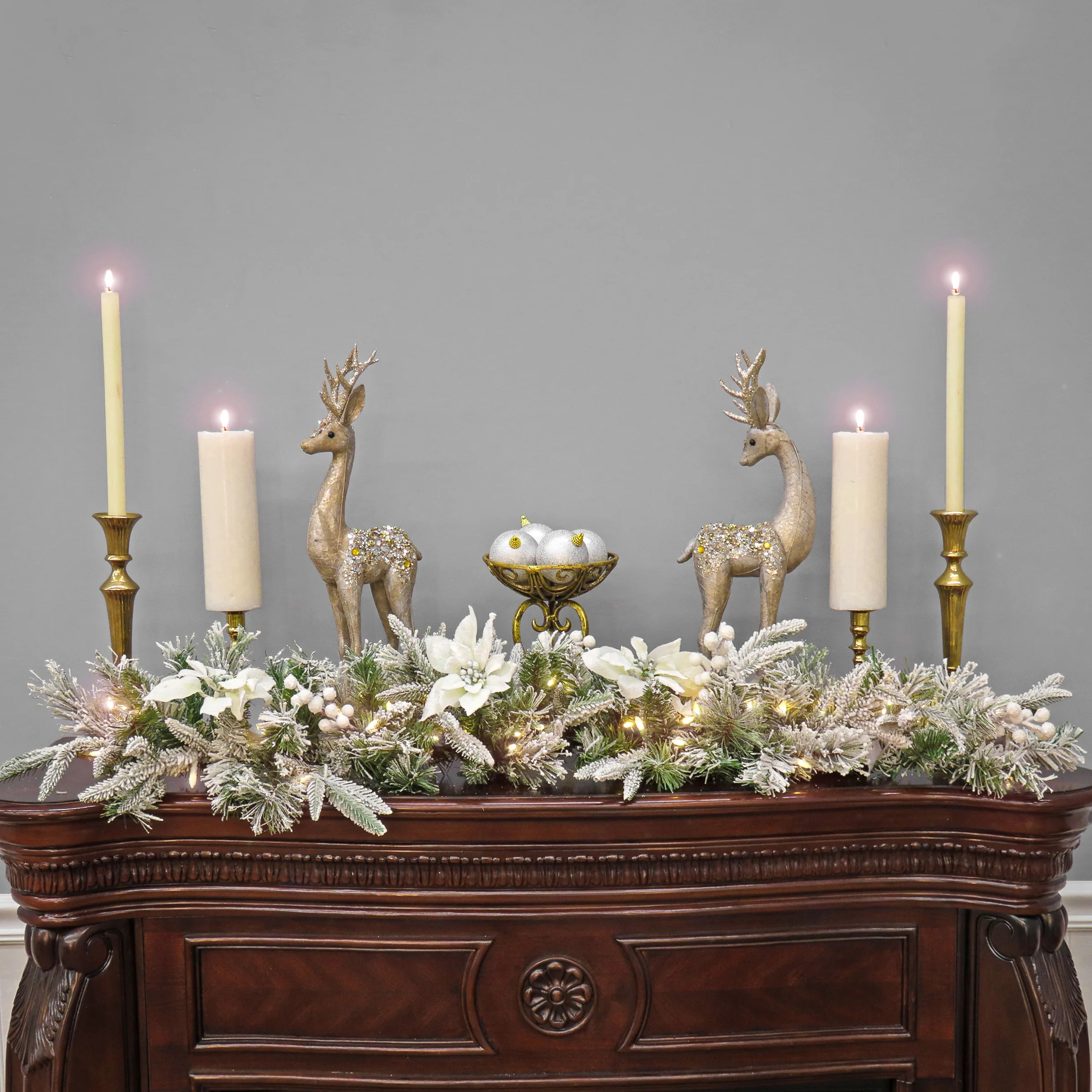 4 ft. Pre-Lit Frosted Colonial Garland with LED Lights - Image 2