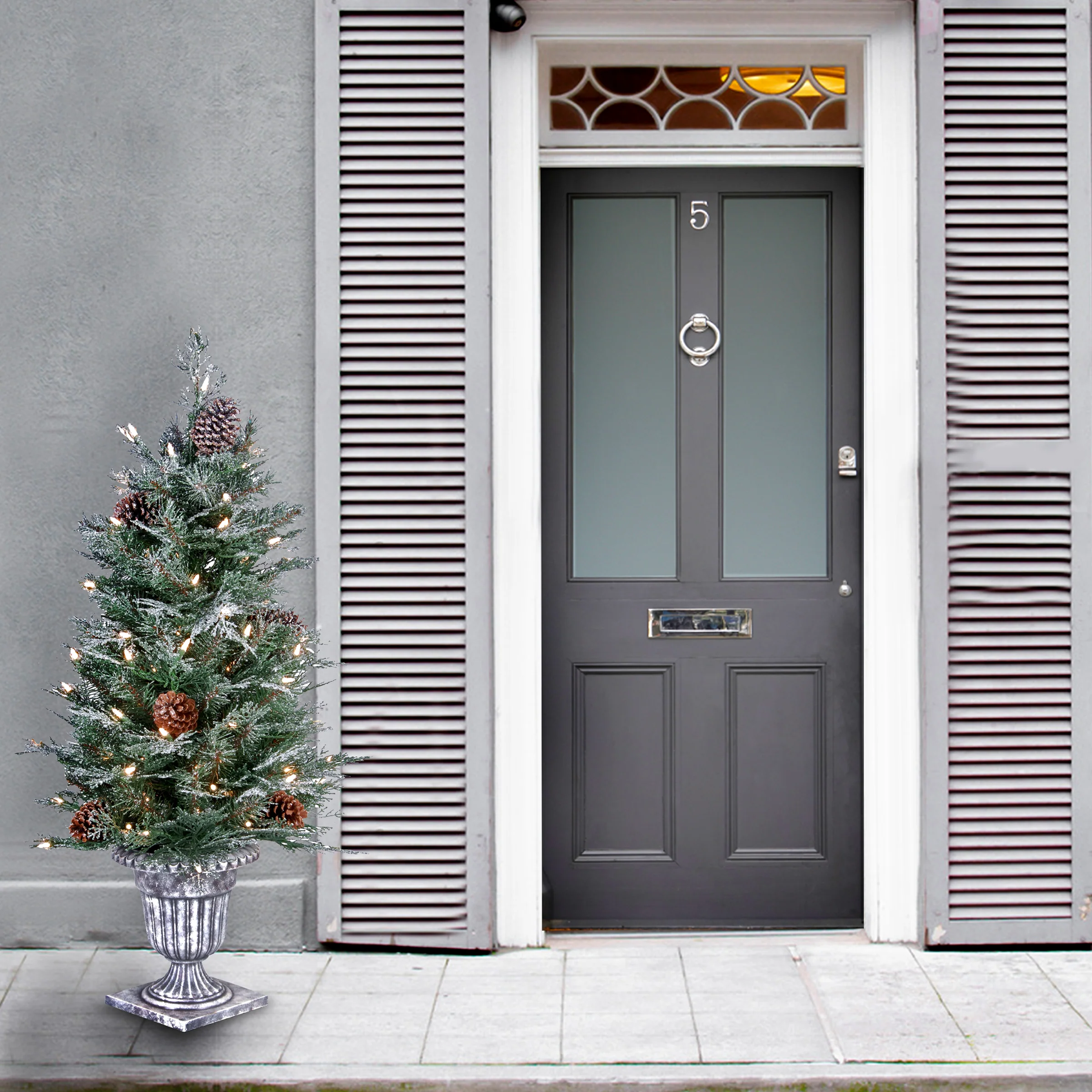 4 ft. Pre-Lit Frosted Mountain Spruce Tree with Clear Lights, Plug-In - Image 2