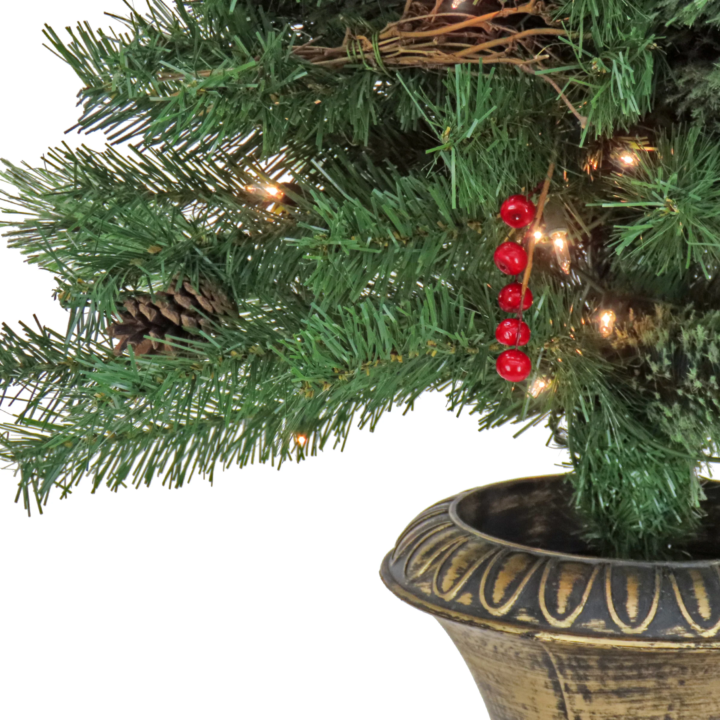 4 ft. Pre-Lit Glistening Pine Tree with Clear Lights, Plug-In - Image 4