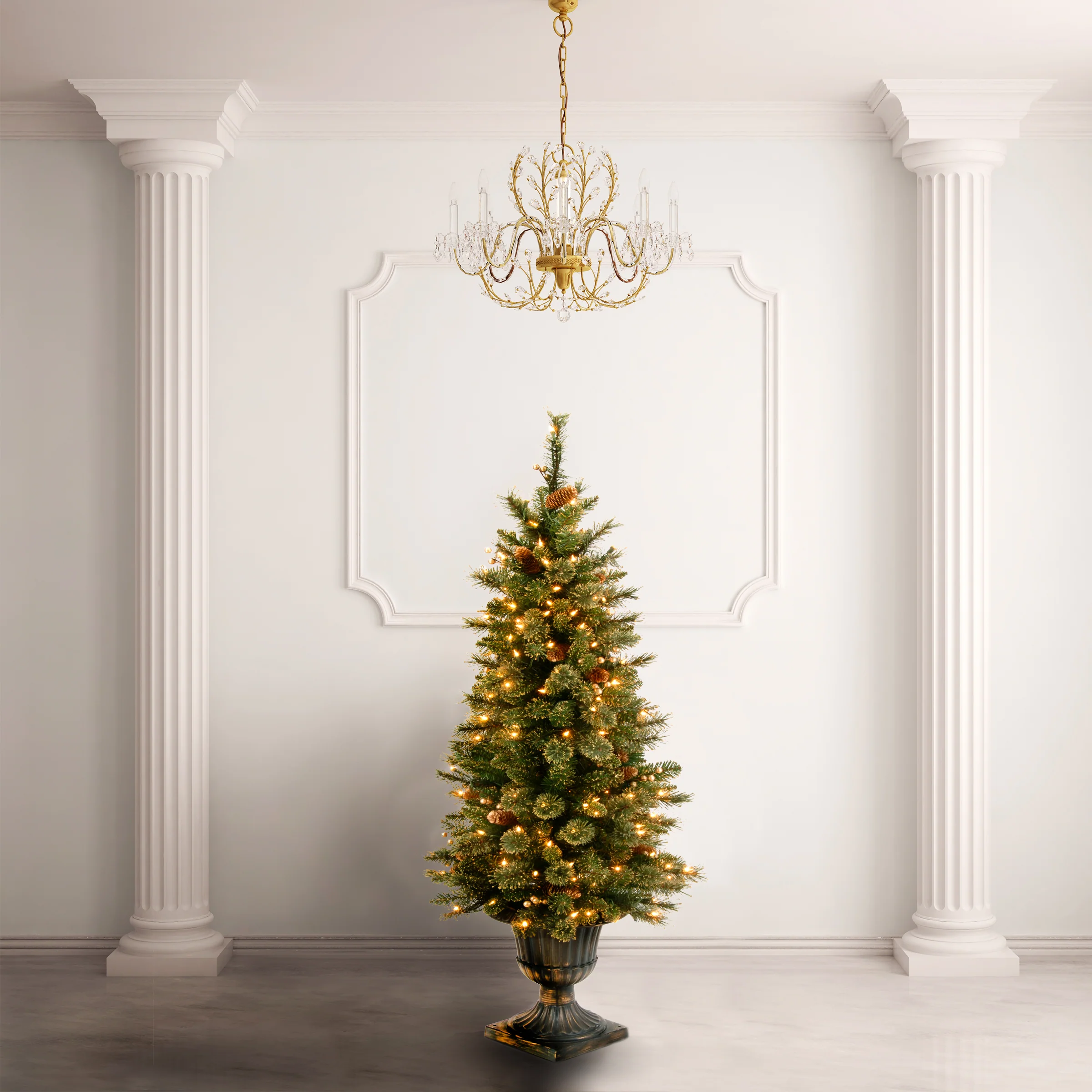 4 ft. Pre-Lit Glittery Gold Pine Tree with Clear Lights - Image 2