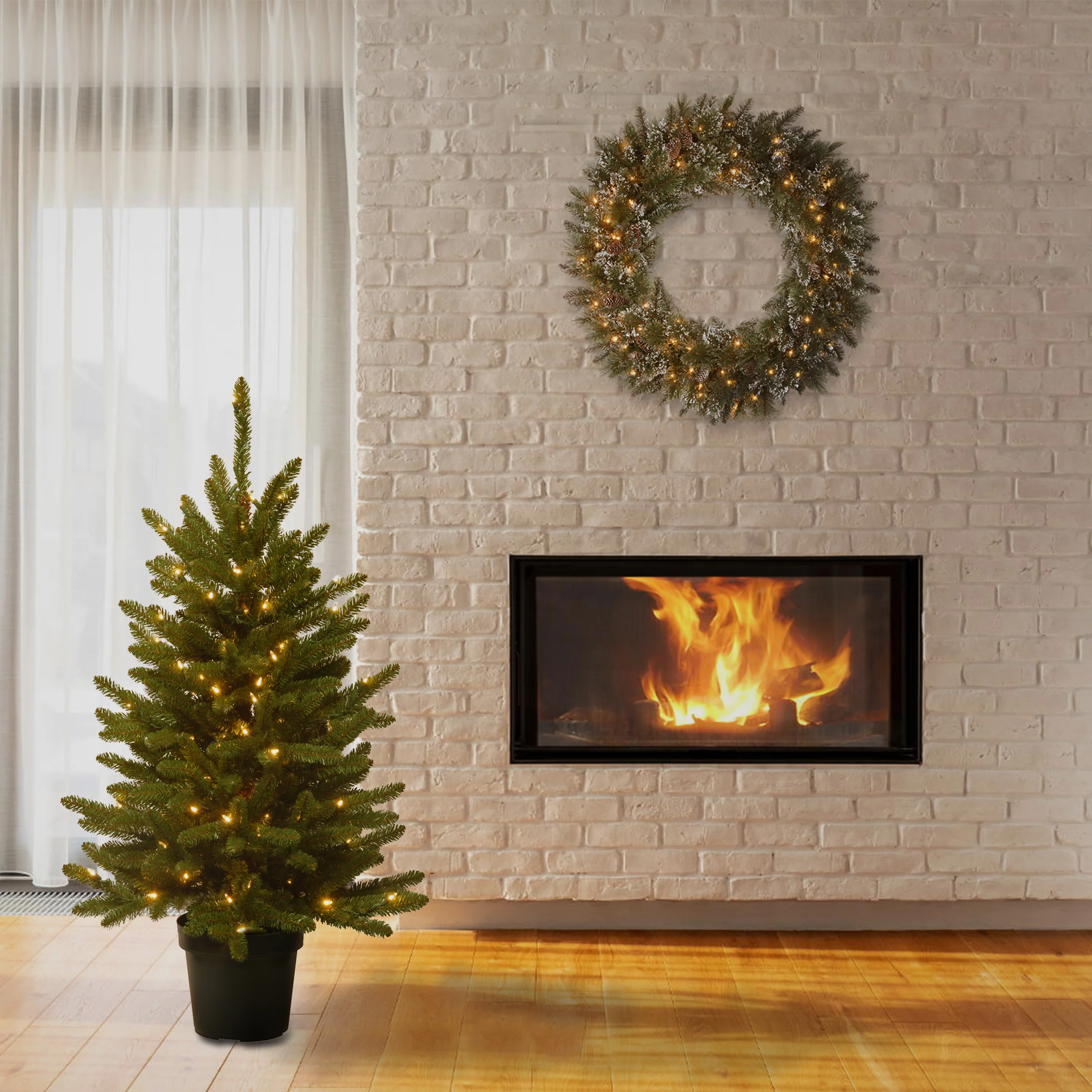 4 ft. Pre-Lit Kensington Fir Tree in a Green Growers Pot with Clear Lights - Image 2