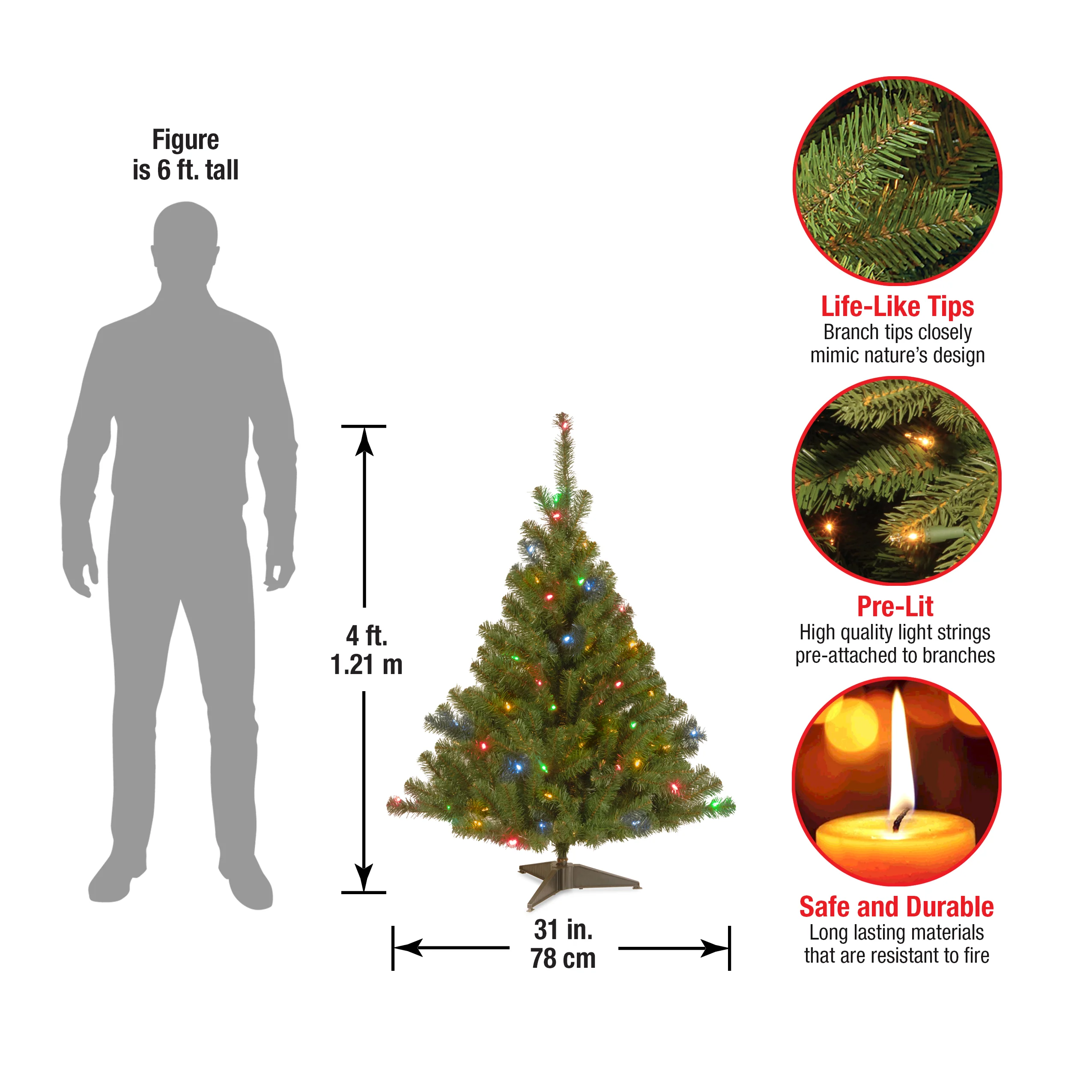 4 ft. Pre-Lit Kincaid Spruce Tree with Multicolor Lights - Image 4