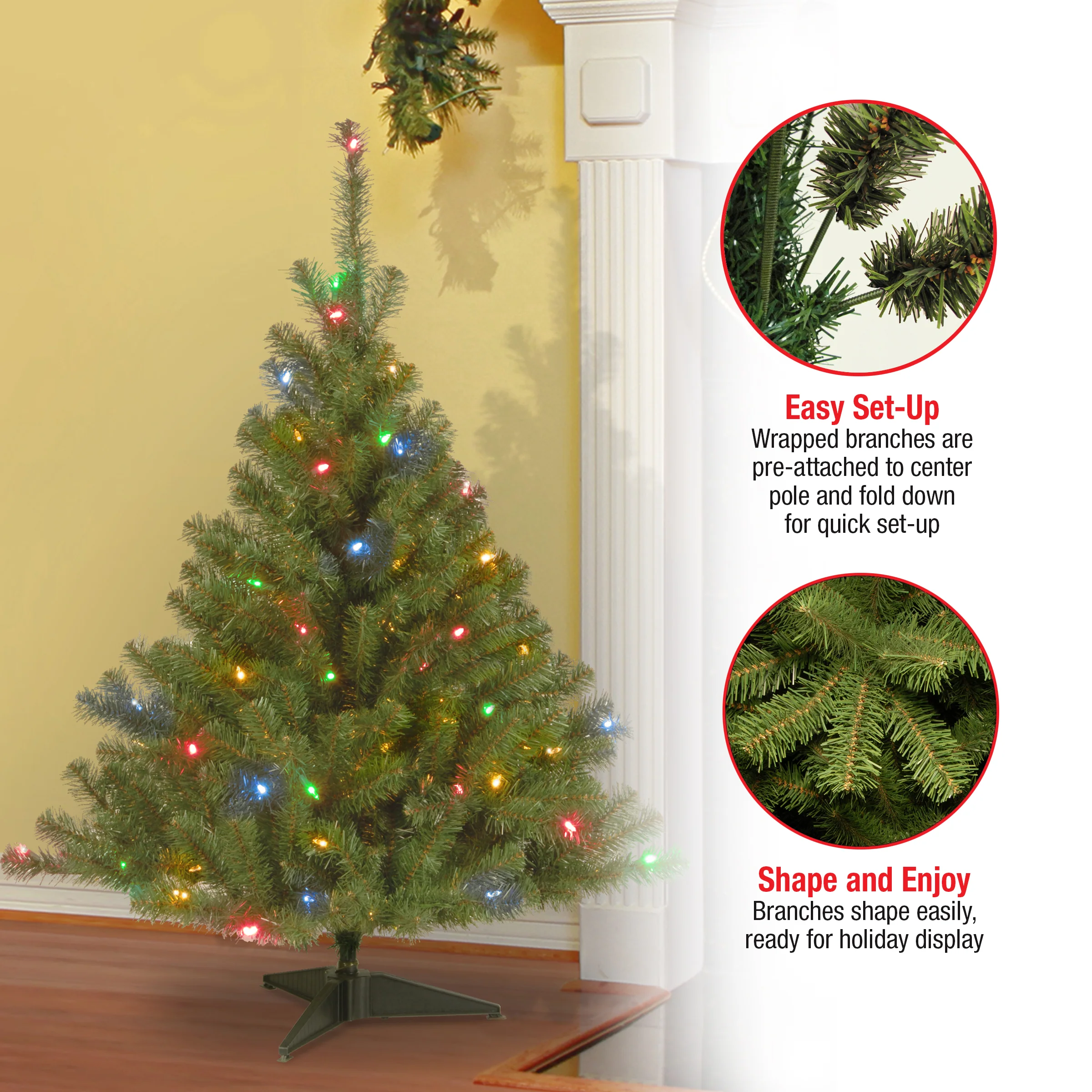 4 ft. Pre-Lit Kincaid Spruce Tree with Multicolor Lights - Image 5