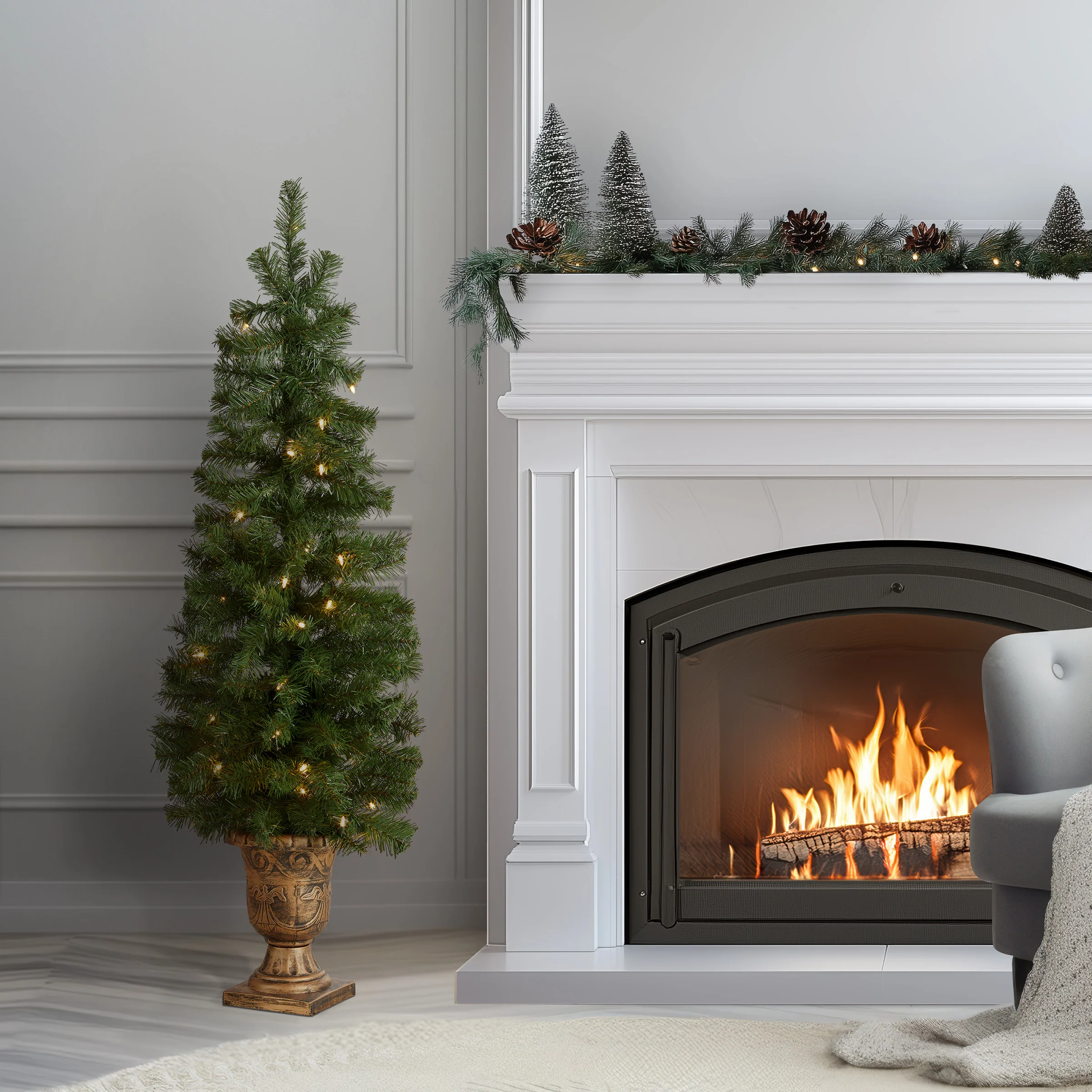 4 ft. Pre-Lit Montclair Spruce Tree with Clear Lights, Plug-In - Image 2