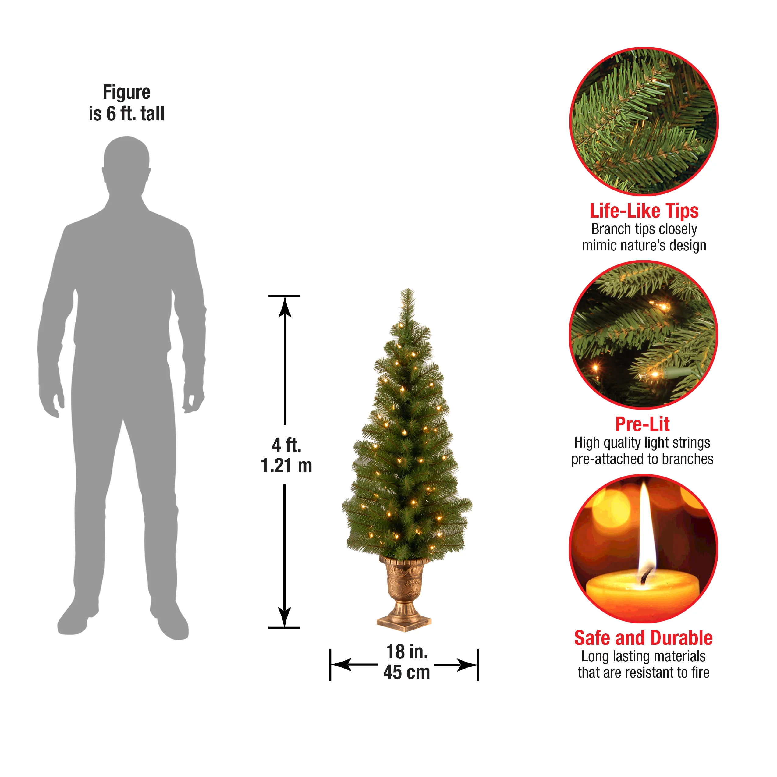 4 ft. Pre-Lit Montclair Spruce Tree with Clear Lights, Plug-In - Image 6