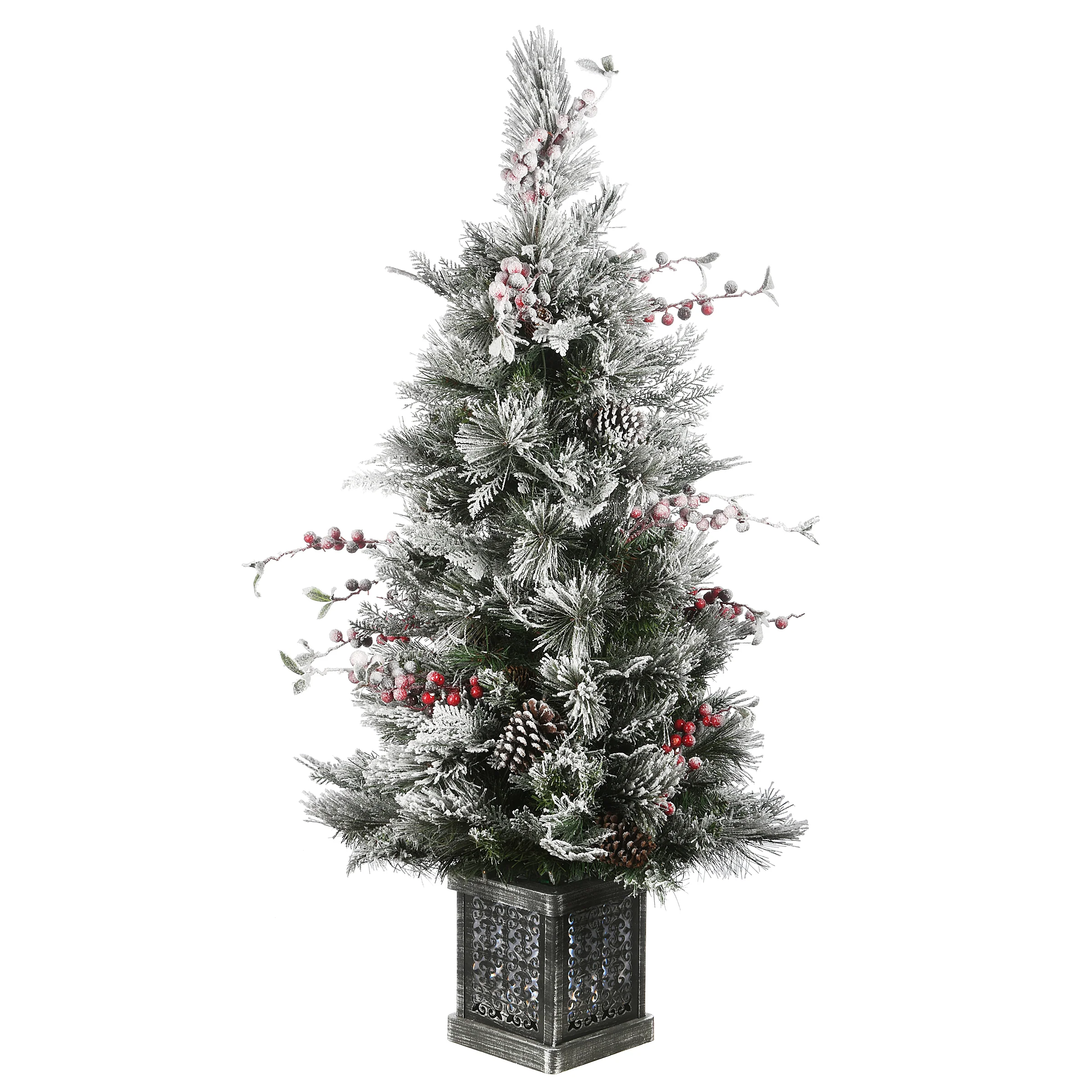 4 ft. Pre-Lit Snowy Bedford Pine Tree with Clear Lights, Plug-In - Image 7