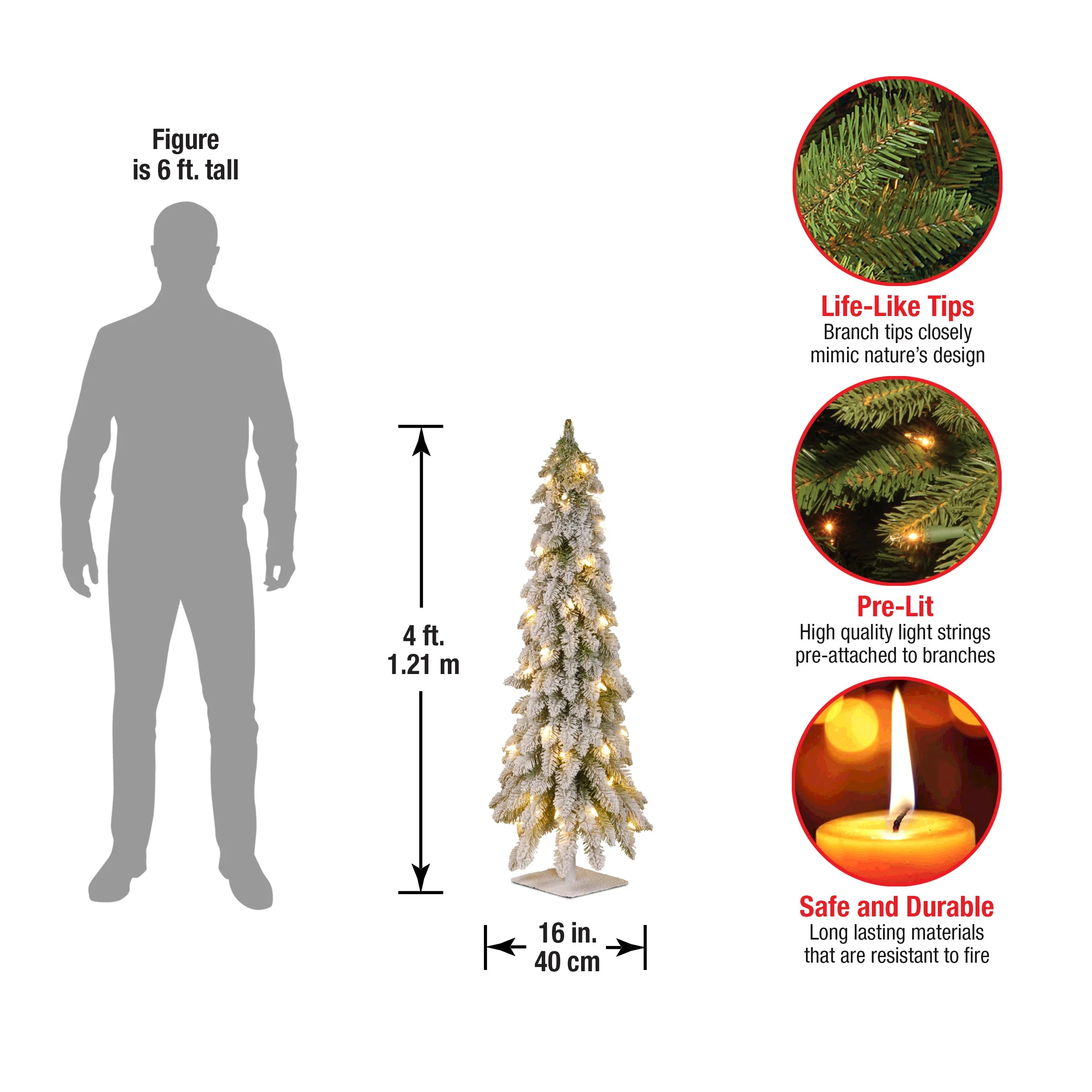 4 ft. Pre-Lit Snowy Downswept Forest Tree with Clear Lights, Plug-In - Image 6