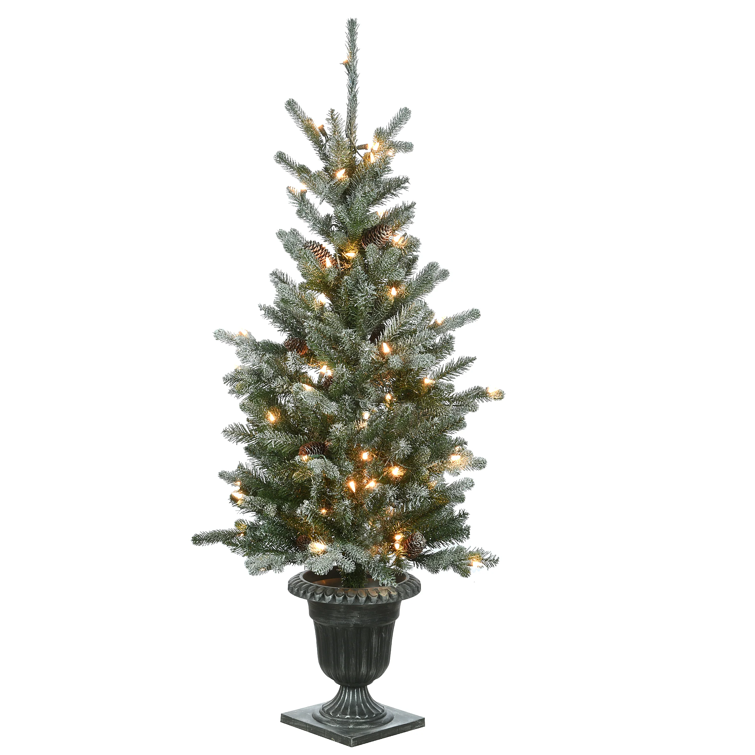 4 ft. Pre-Lit Snowy Morgan Spruce Tree with Clear Lights, Plug-In