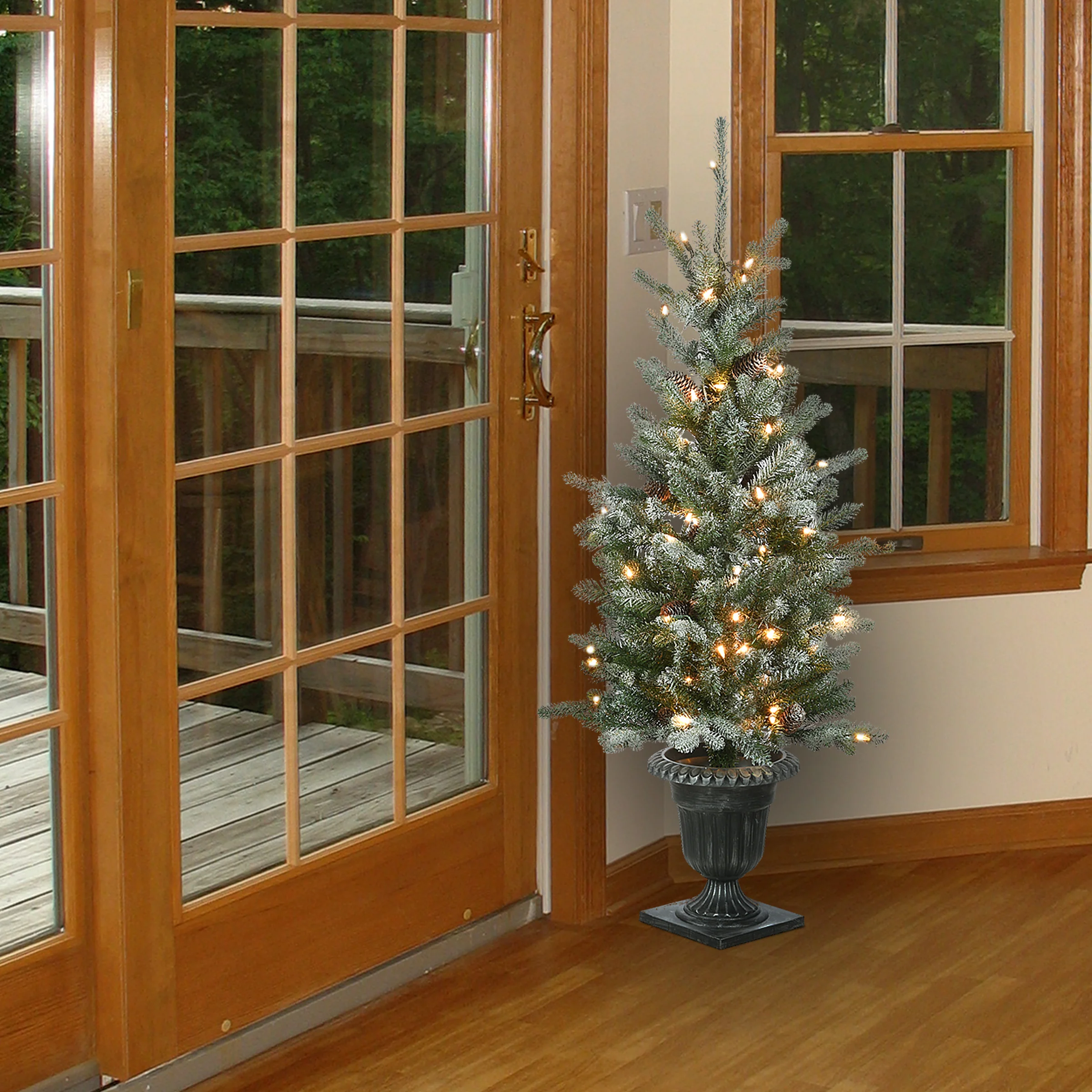 4 ft. Pre-Lit Snowy Morgan Spruce Tree with Clear Lights, Plug-In - Image 2
