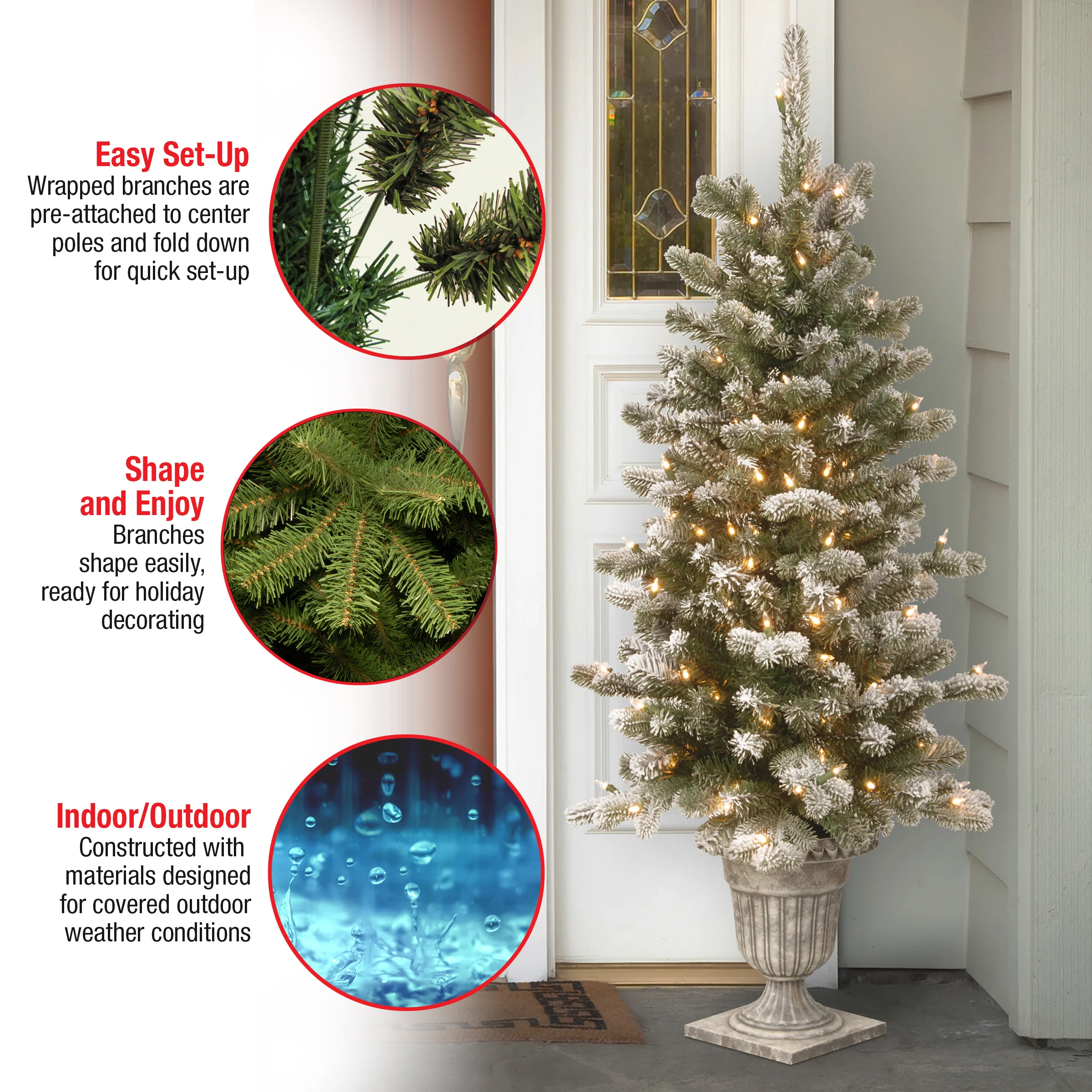 4 ft. Pre-Lit Snowy Sheffield Spruce Tree with Twinkly LED Lights, Plug-In - Image 6