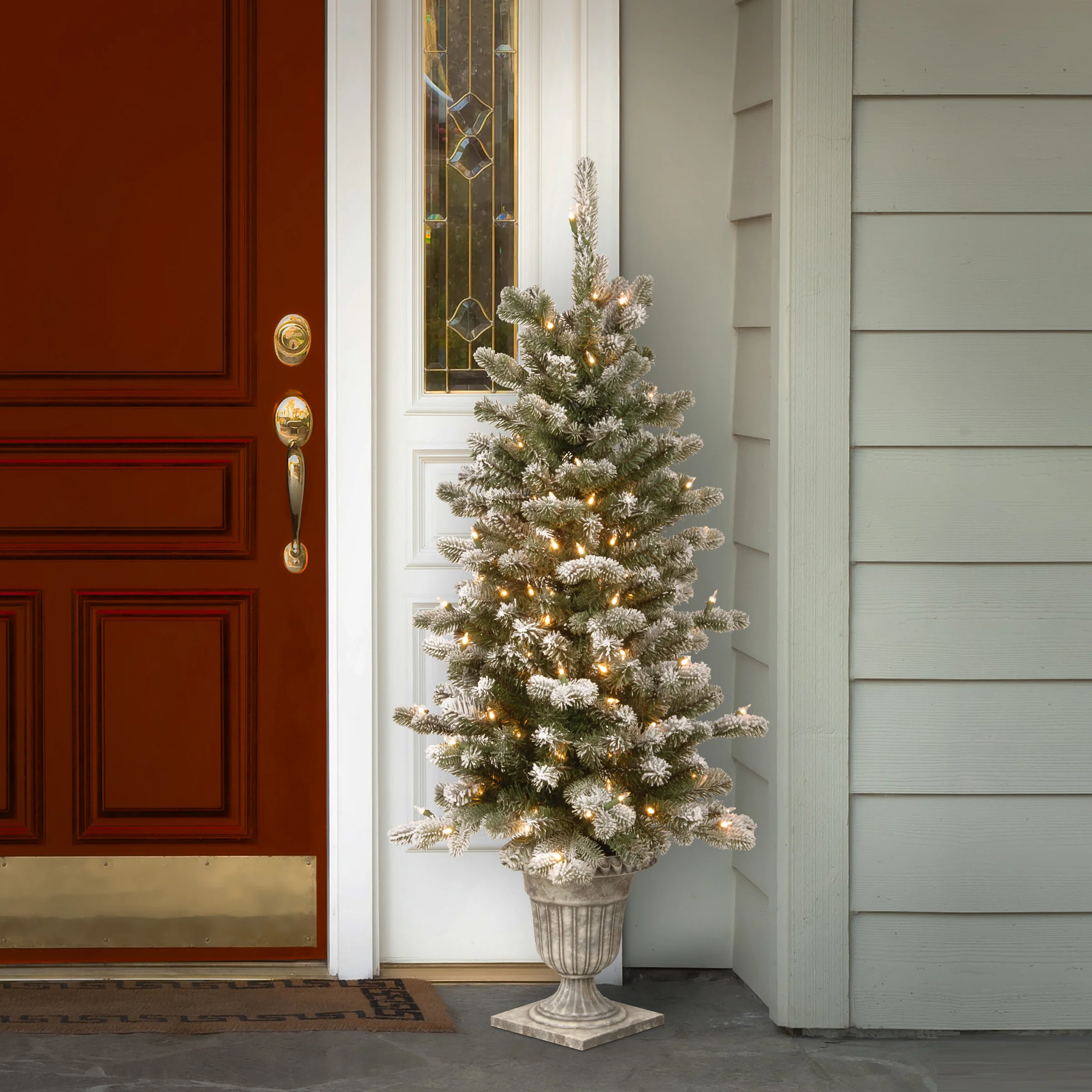 4 ft. Pre-Lit Snowy Sheffield Tree with Clear Lights - Image 2