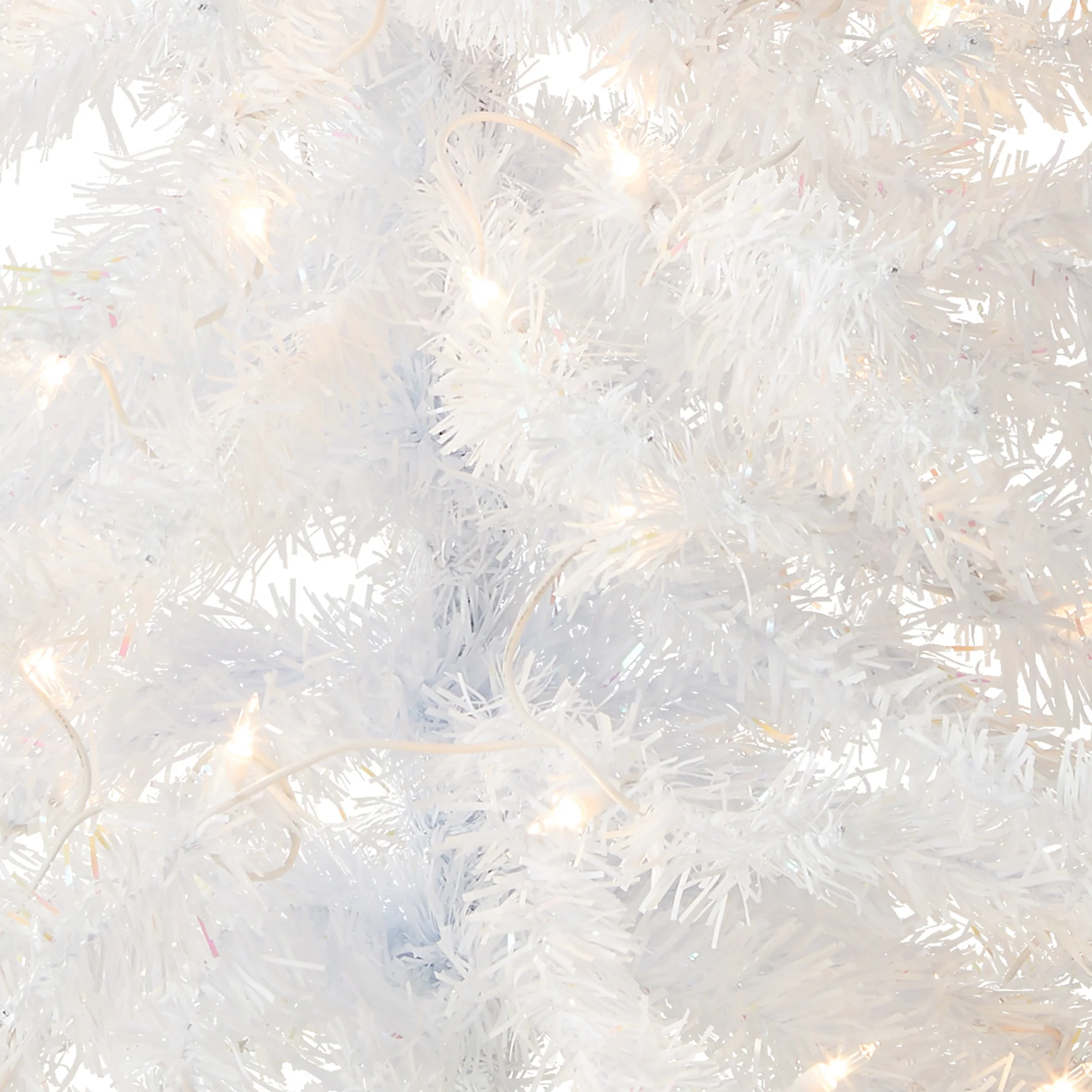 4 ft. Pre-Lit Tinsel Collection White Iridescent Tree with Clear Lights, Plug-In - Image 3