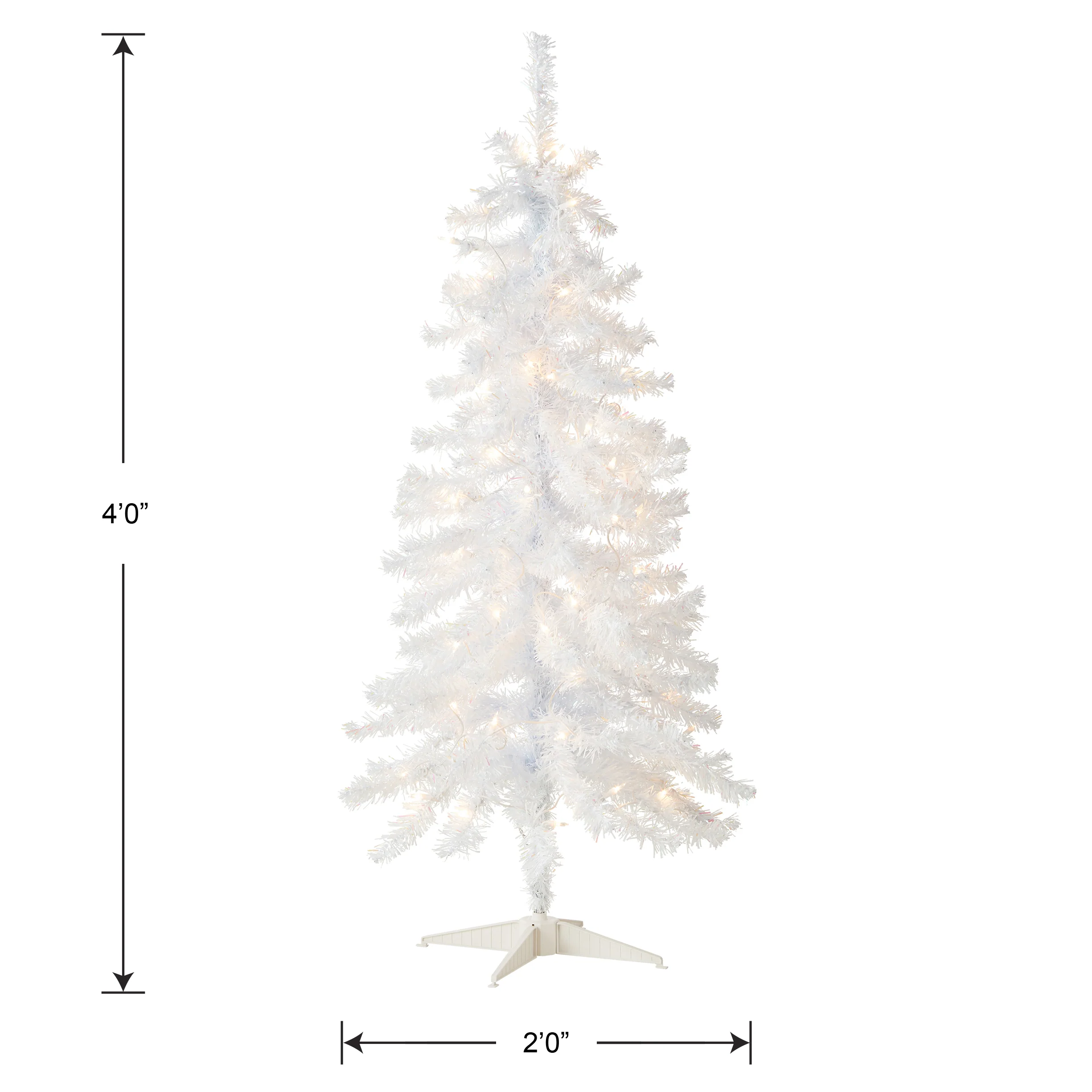 4 ft. Pre-Lit Tinsel Collection White Iridescent Tree with Clear Lights, Plug-In - Image 5