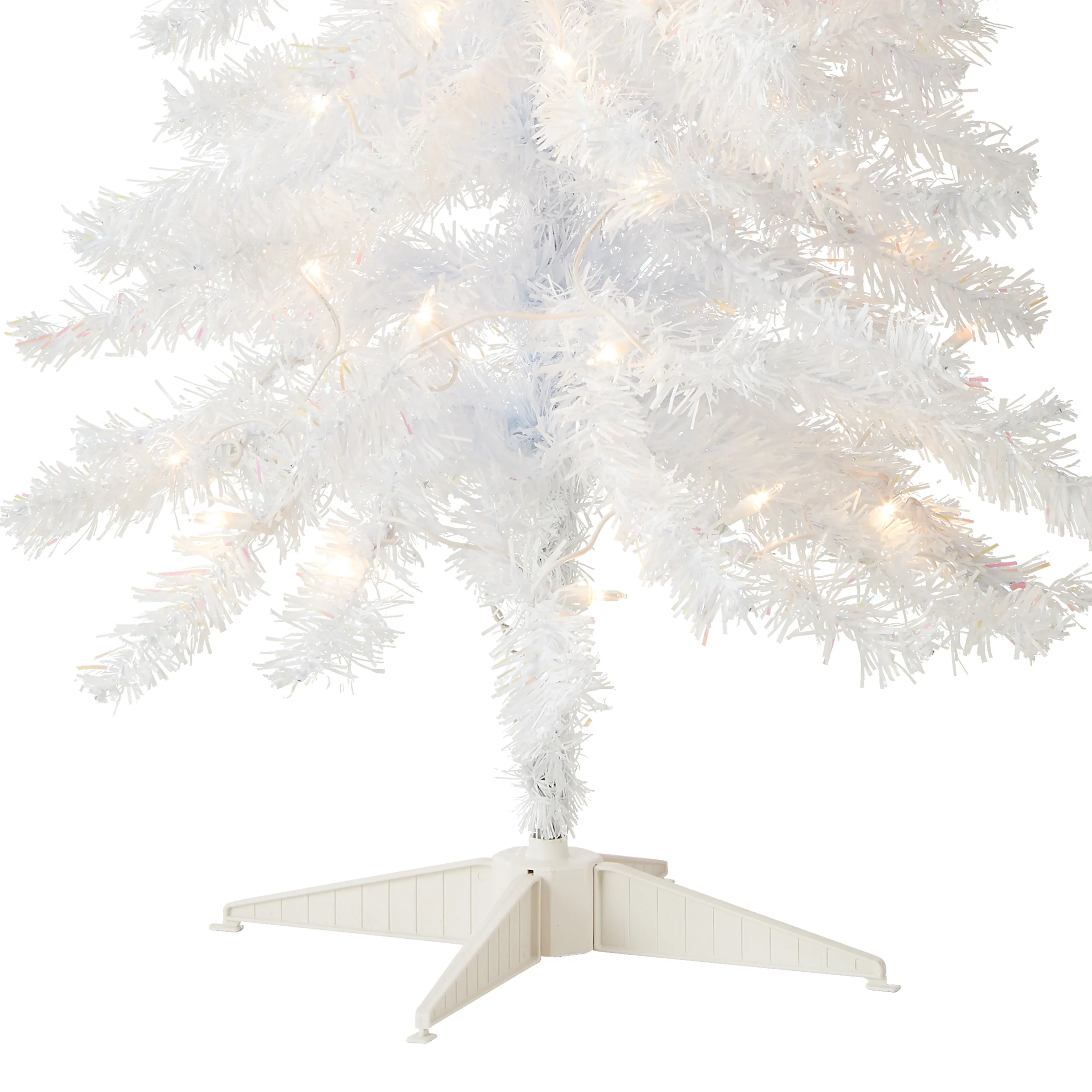 4 ft. Pre-Lit Tinsel Collection White Iridescent Tree with Clear Lights, Plug-In - Image 6