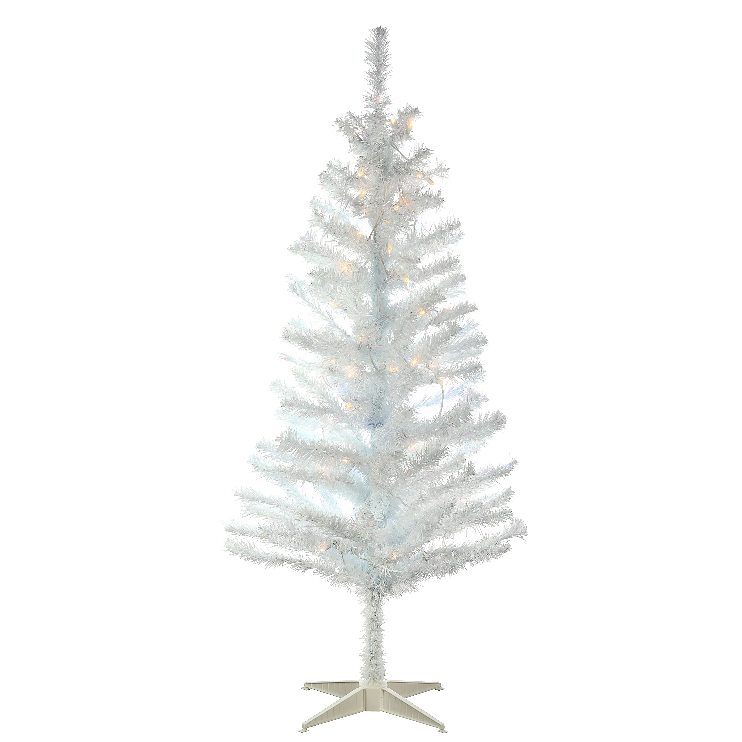 4 ft. Pre-Lit Tinsel Collection White Iridescent Tree with Clear Lights, Plug-In - Image 7