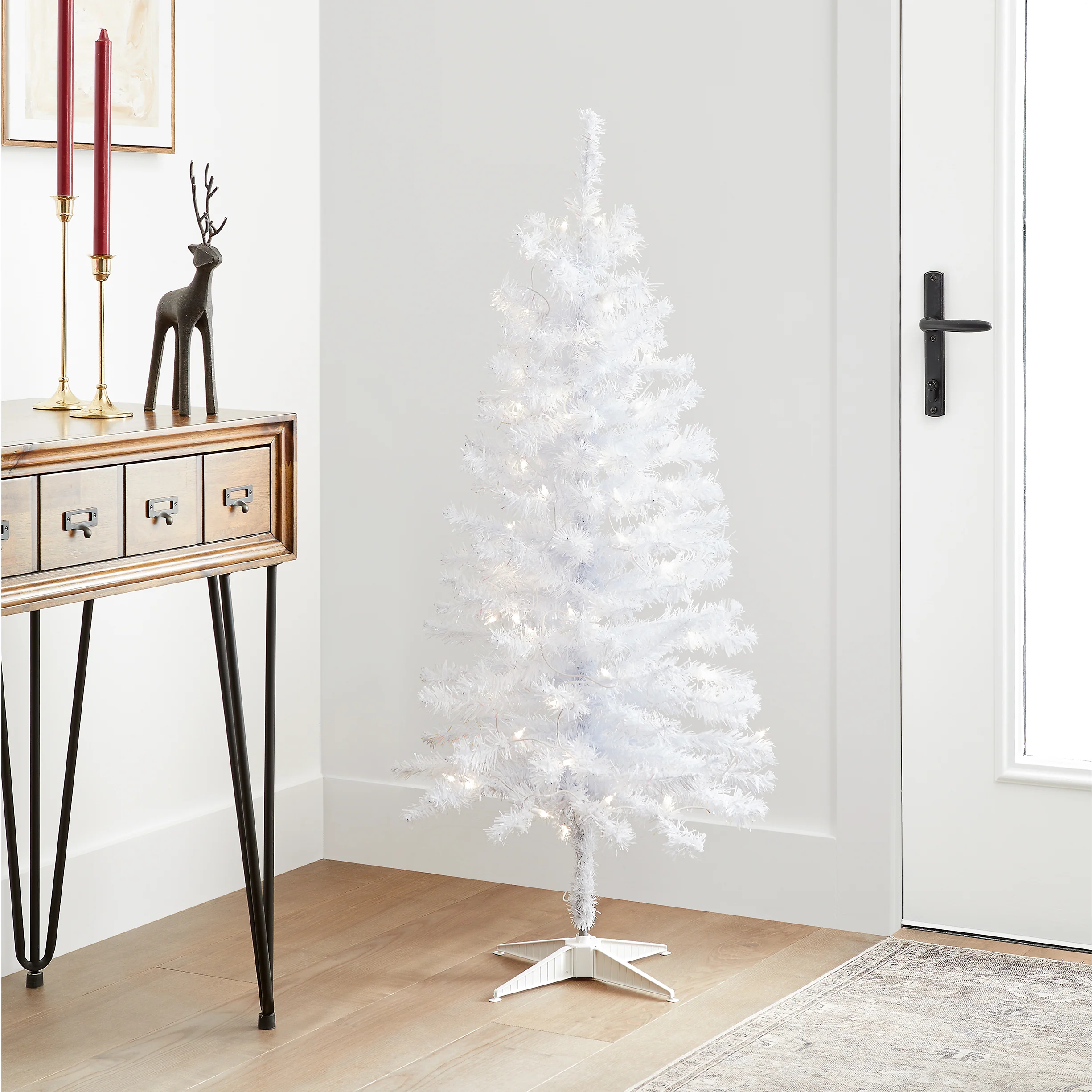 4 ft. Pre-Lit Tinsel Collection White Iridescent Tree with Clear Lights, Plug-In - Image 8