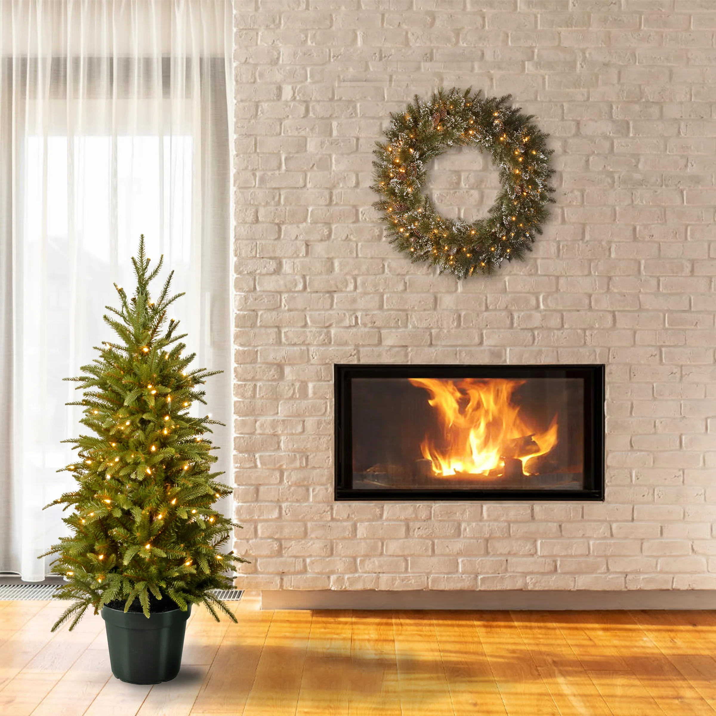 4 ft. Pre-Lit Weeping Spruce Tree with Clear Lights - Image 2
