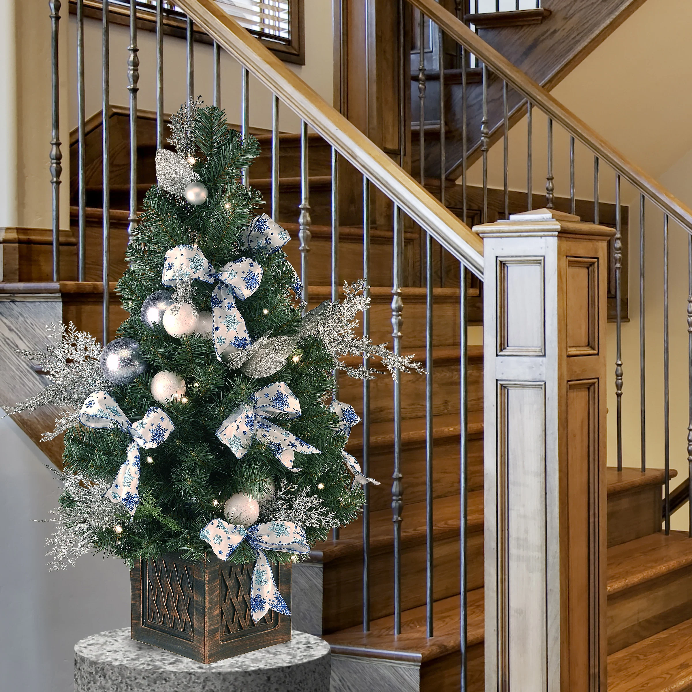40 in. Pre-Lit Decorative Collection Ornament Tree with Clear Lights, Plug-In - Image 2