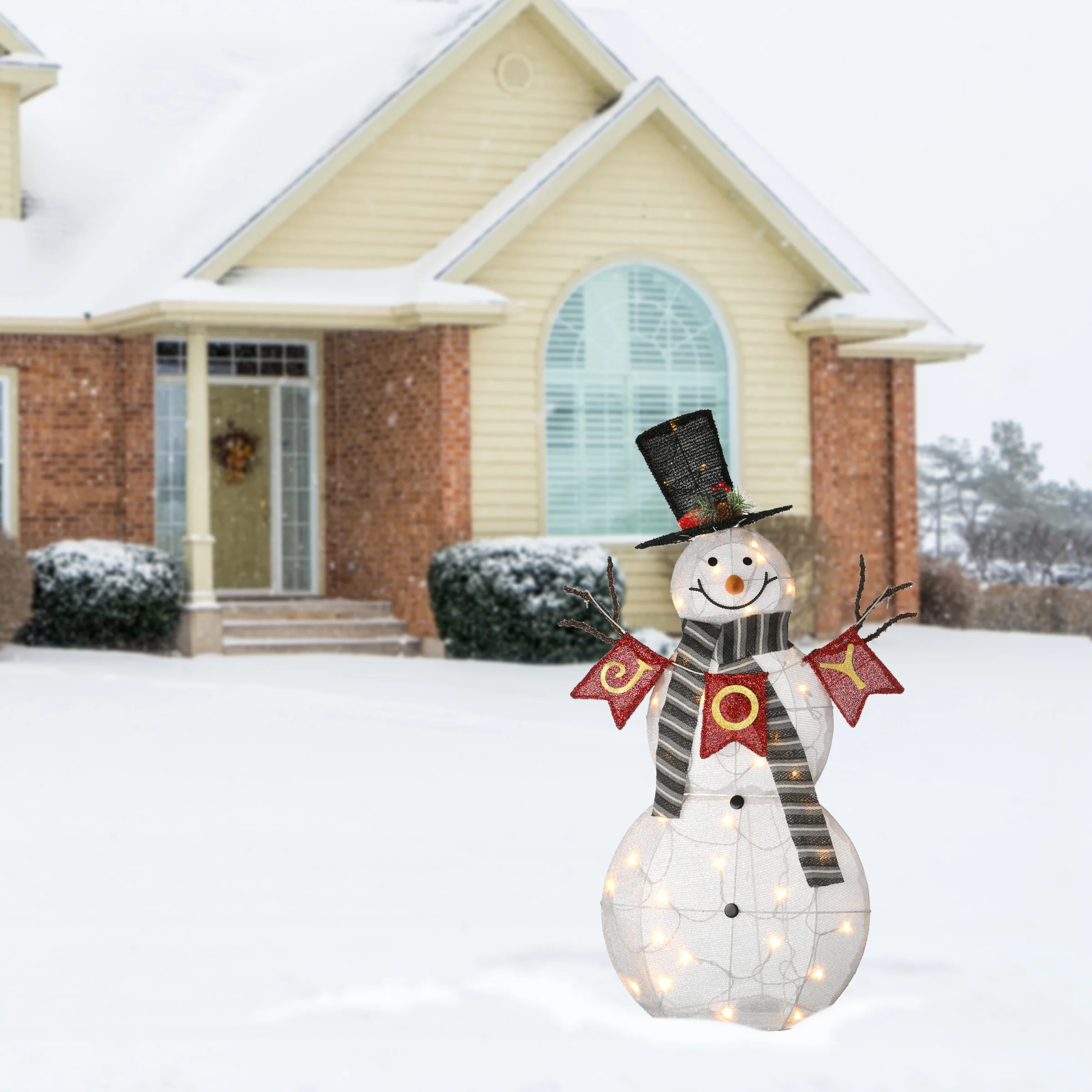 42 in. Pre-Lit Snowman with JOY Sign - Image 2