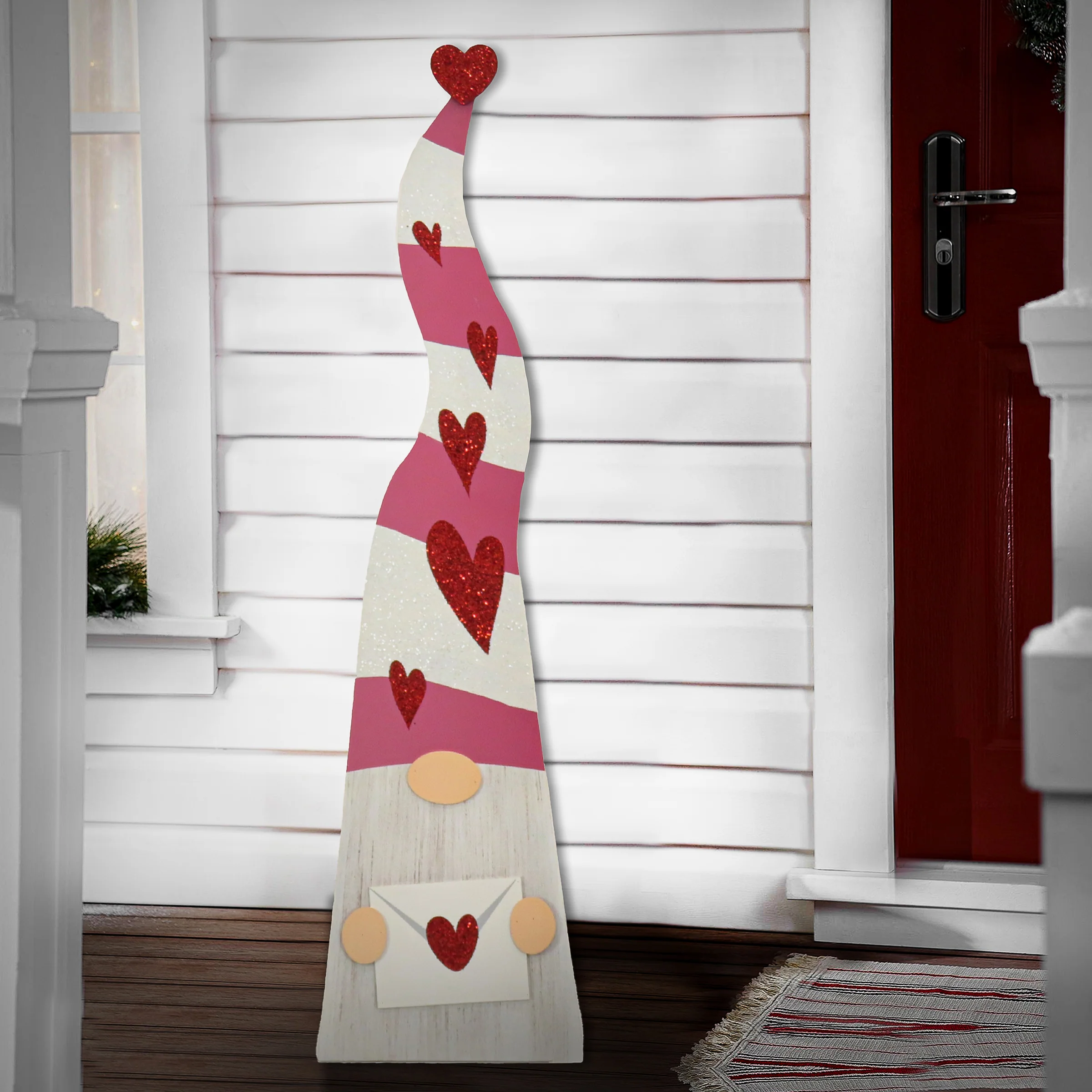 Valentine's Gnomes Porch Decoration, Pink, Valentine's Day Collection, 43 Inches - Image 2
