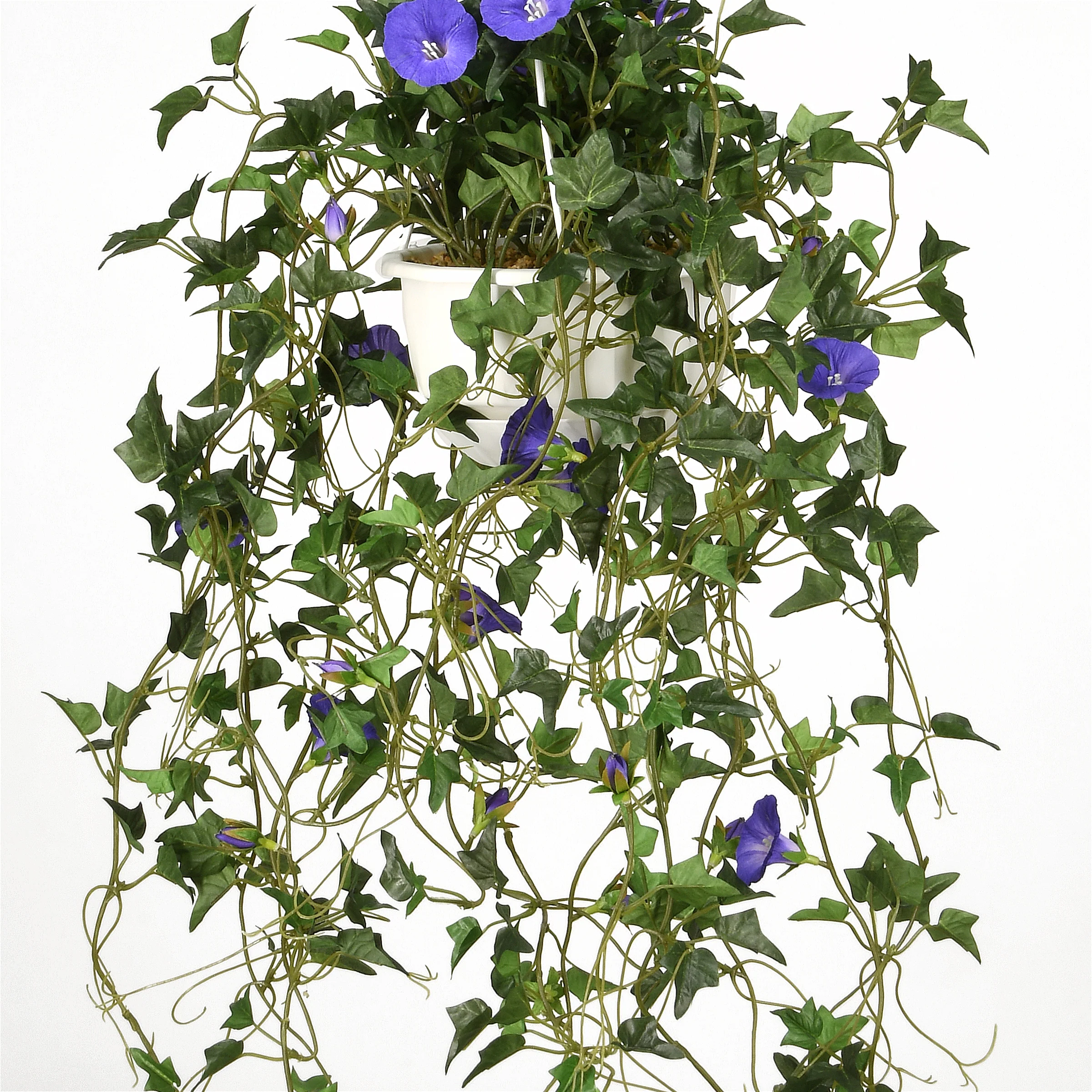 44 in. Spring Hanging Plant with Morning Glory Flowers on Leafy Vines - Image 4
