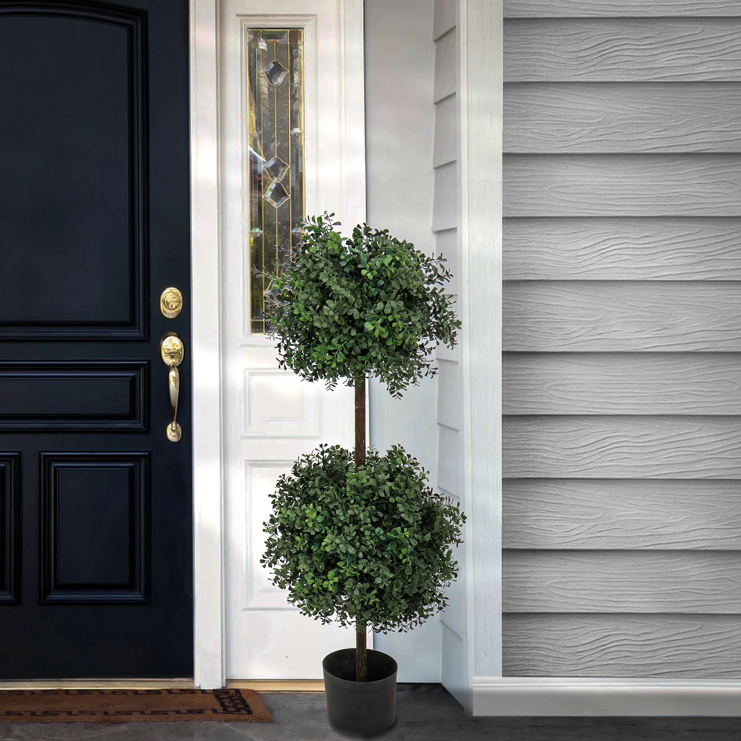 46 in. Boxwood Double Ball Topiary in Nursery Pot - Image 2