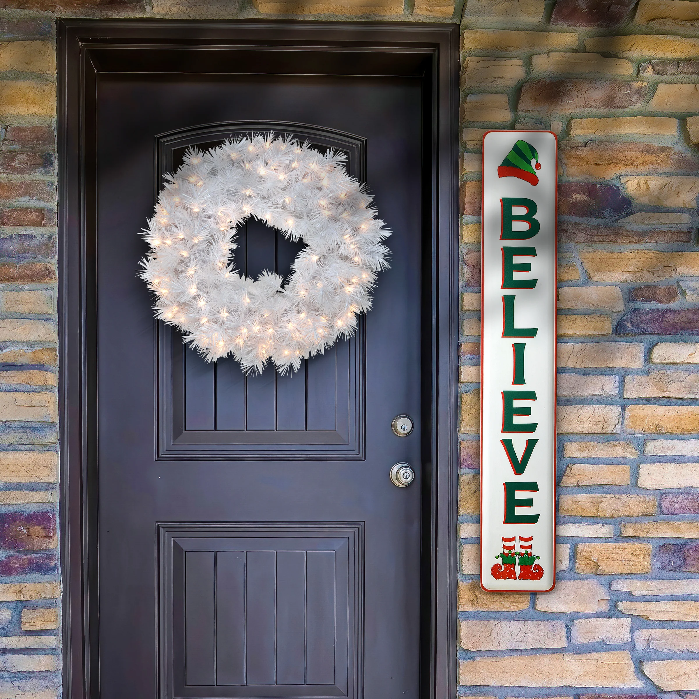 47 in. Believe Vertical Holiday Wall Sign - Image 2