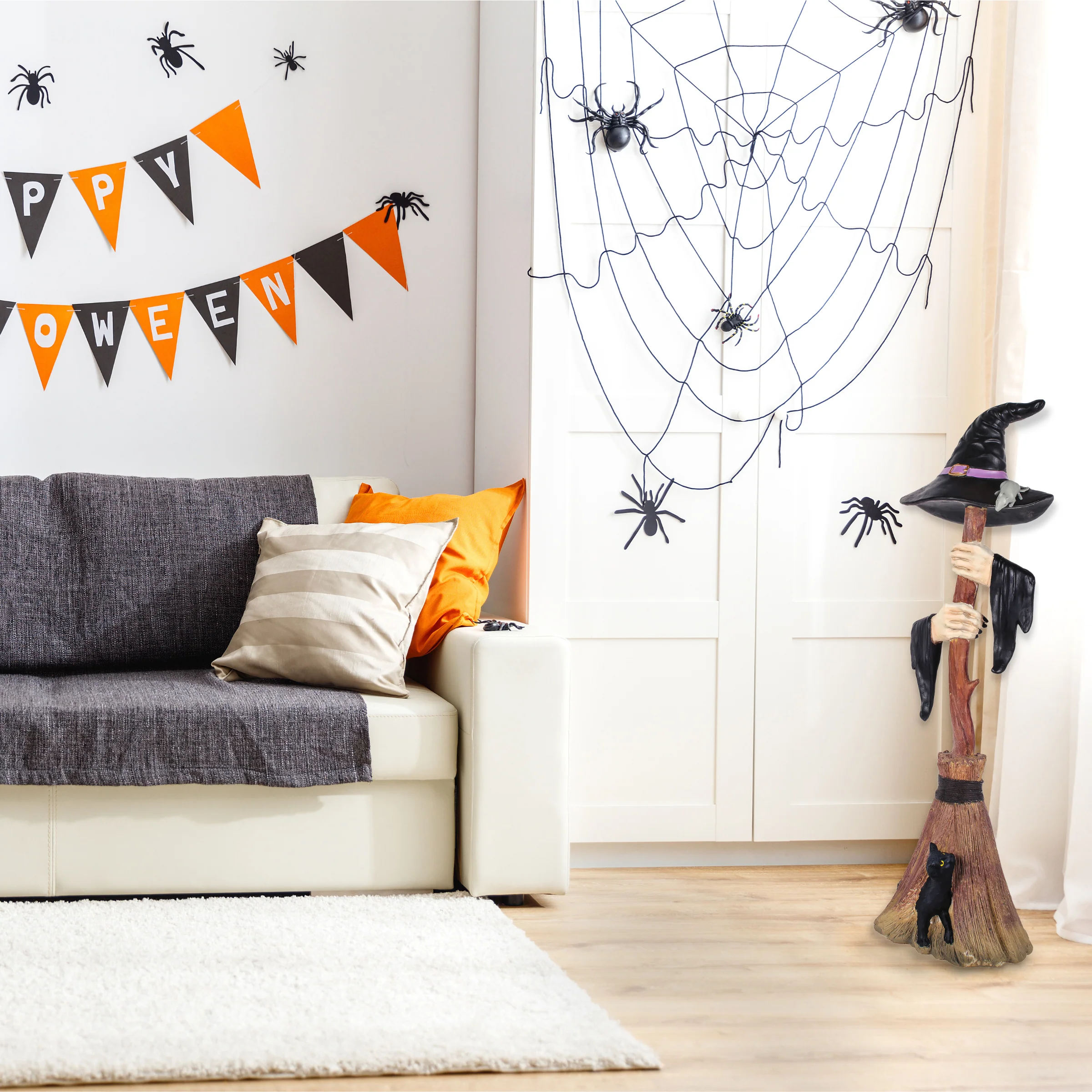 48 in. Halloween Broom with Arms & Witch Hat - Image 2