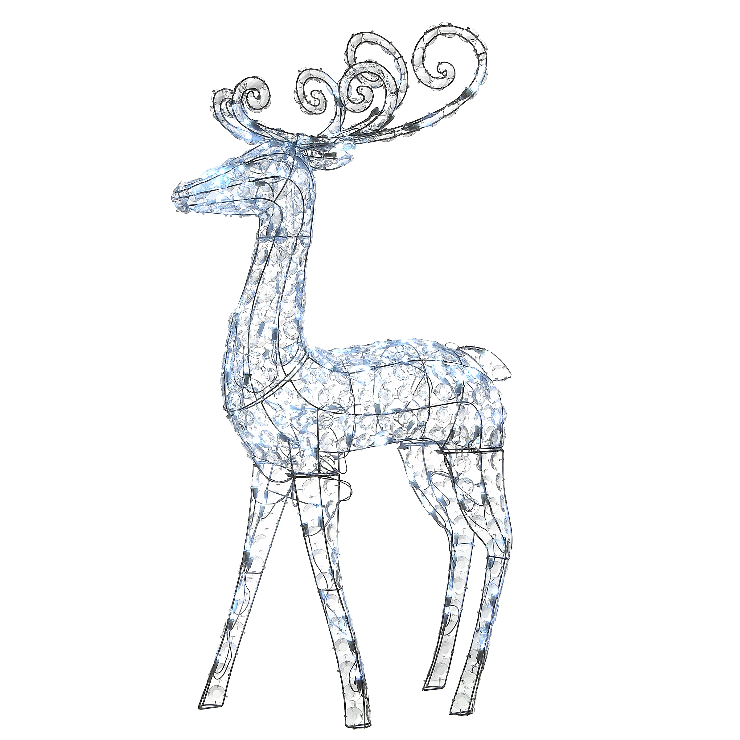 48 in. Ice Crystal Bead Standing Deer with LED Lights