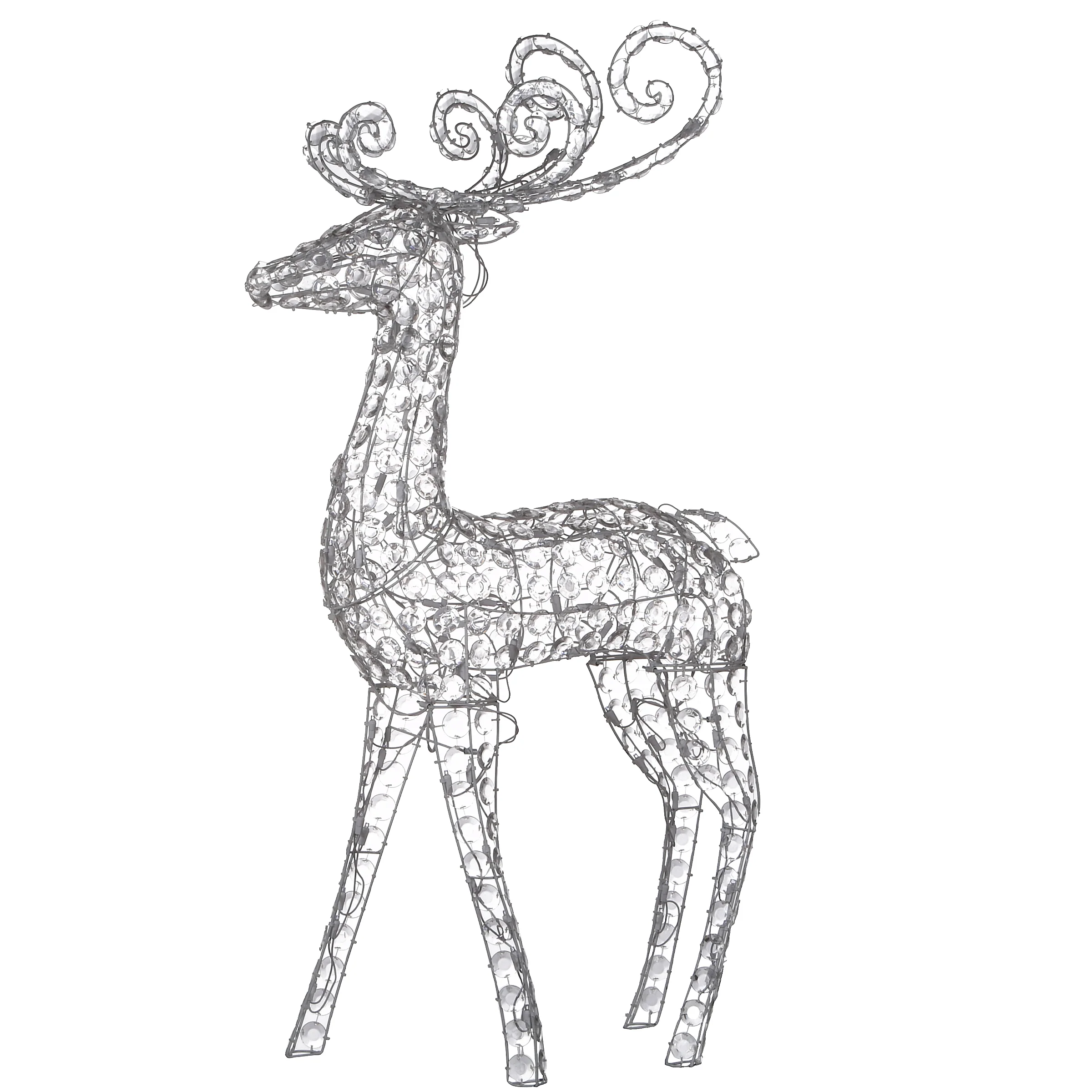 48 in. Ice Crystal Bead Standing Deer with LED Lights - Image 4