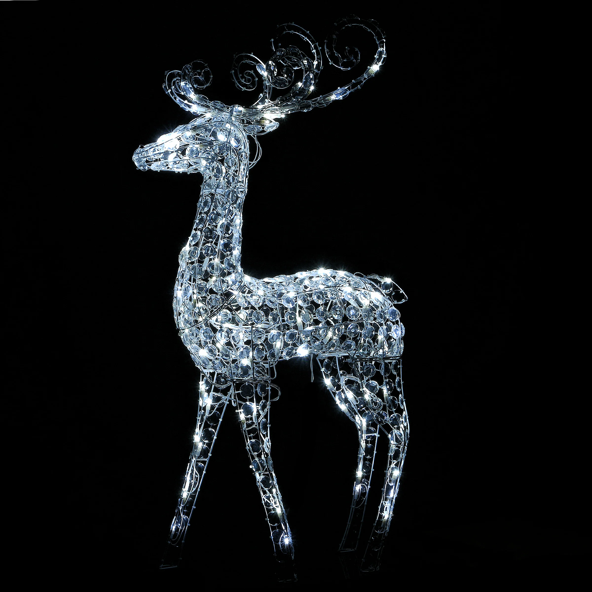 48 in. Ice Crystal Bead Standing Deer with LED Lights - Image 5