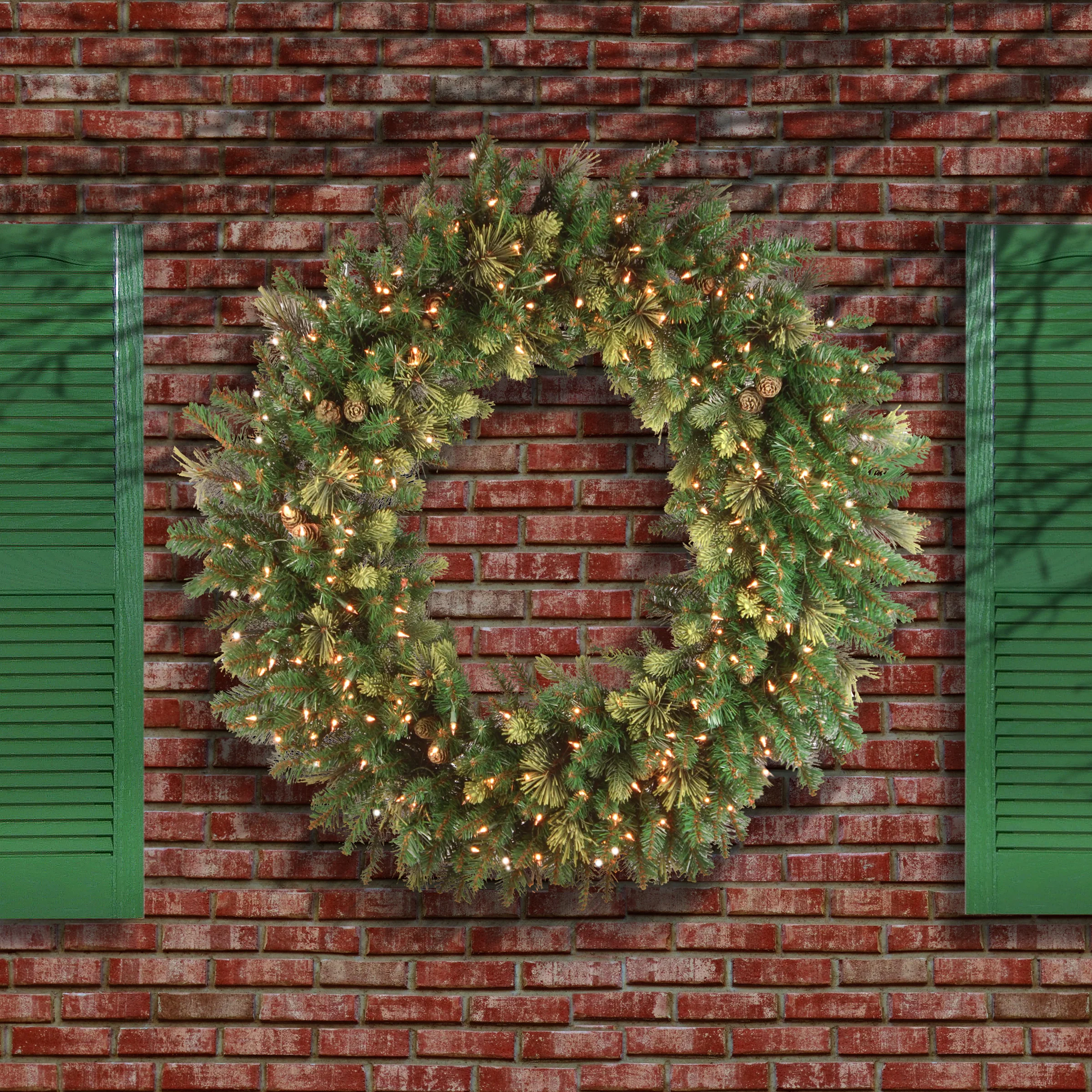 48 in. Pre-Lit Carolina Pine Wreath with Clear Lights - Image 2