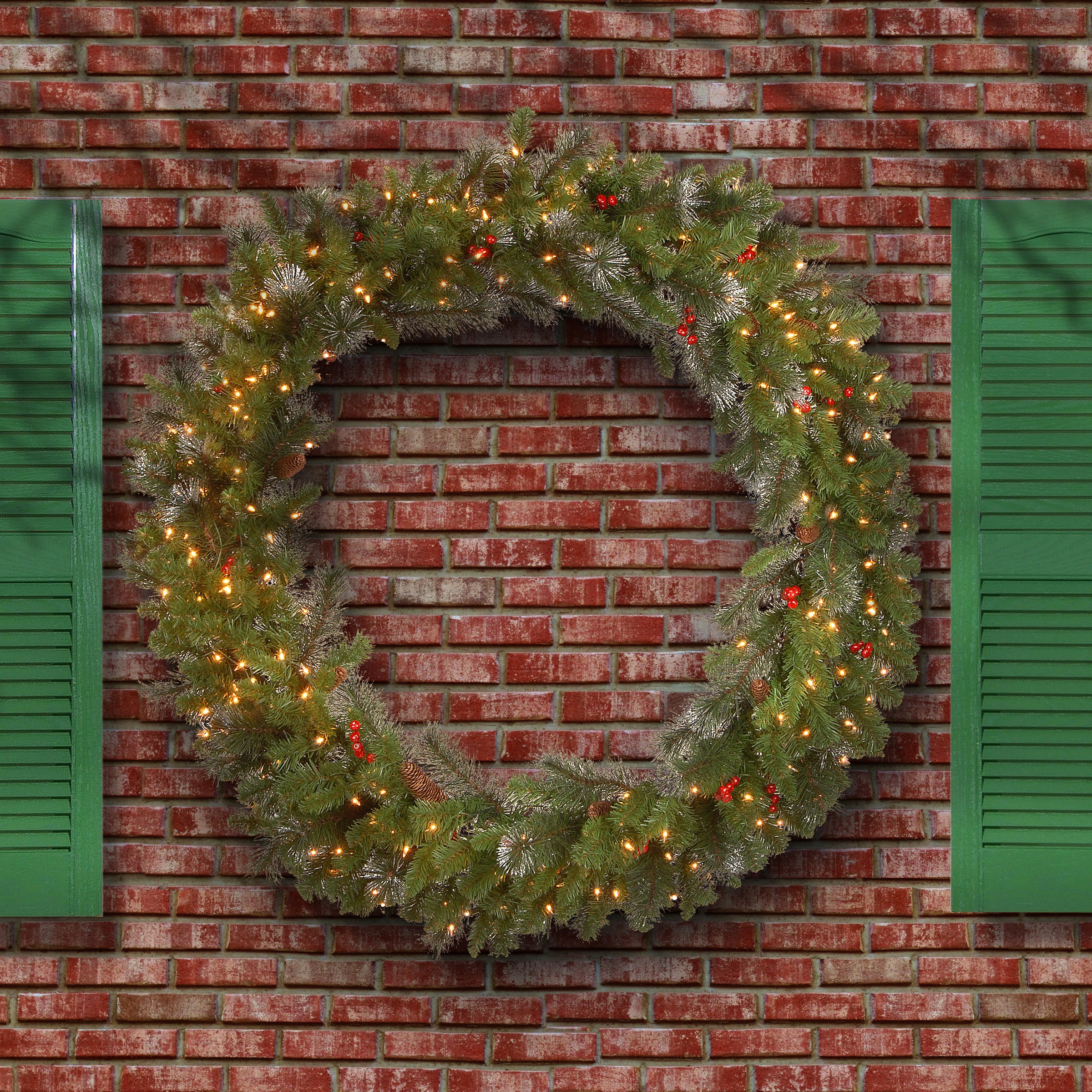 48 in. Pre-Lit Crestwood Spruce Wreath with Clear Lights - Image 2
