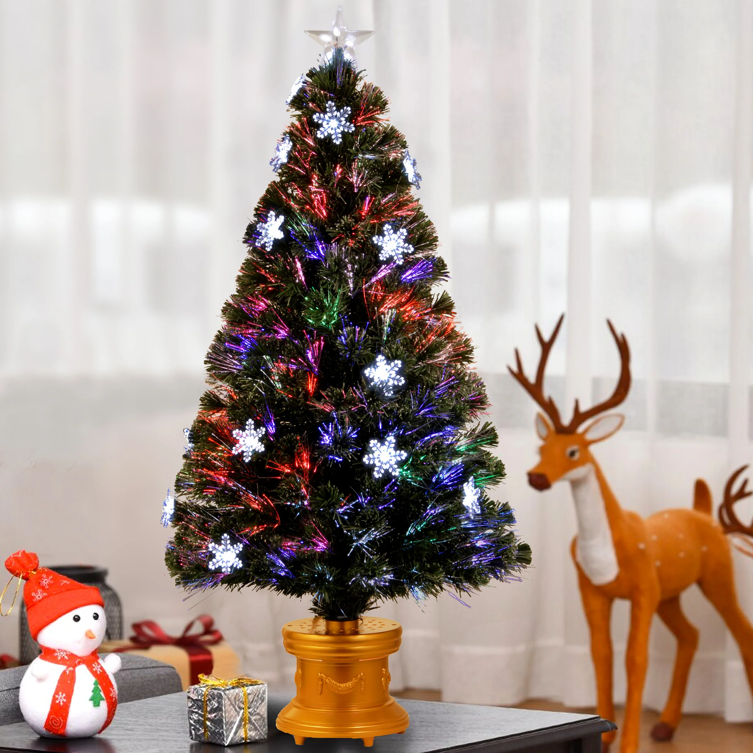 48 in. Pre-Lit Fiber Optic Fireworks Tree with Snowflakes - Image 2