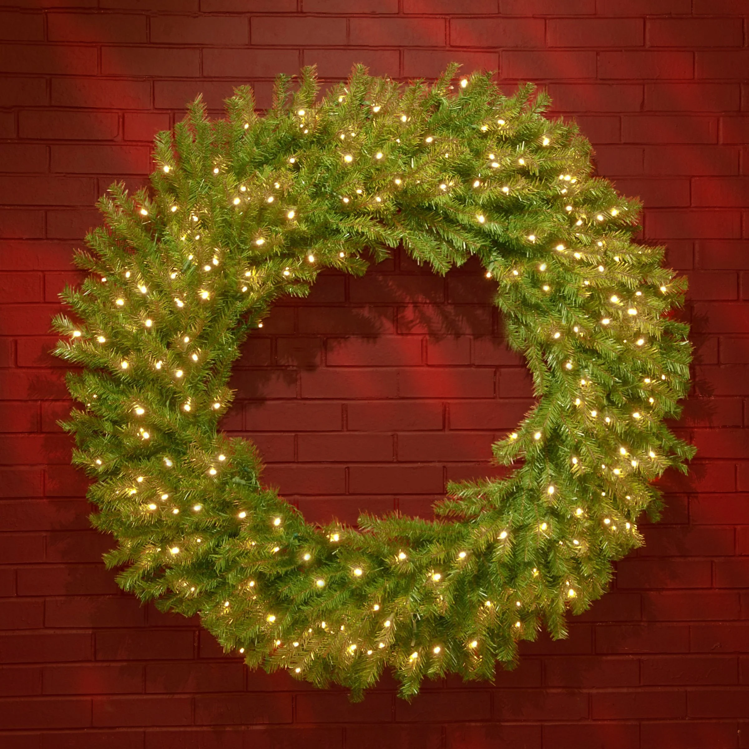 48 in. Pre-Lit Norwood Fir Wreath with Warm White LED Lights, Plug-In - Image 4