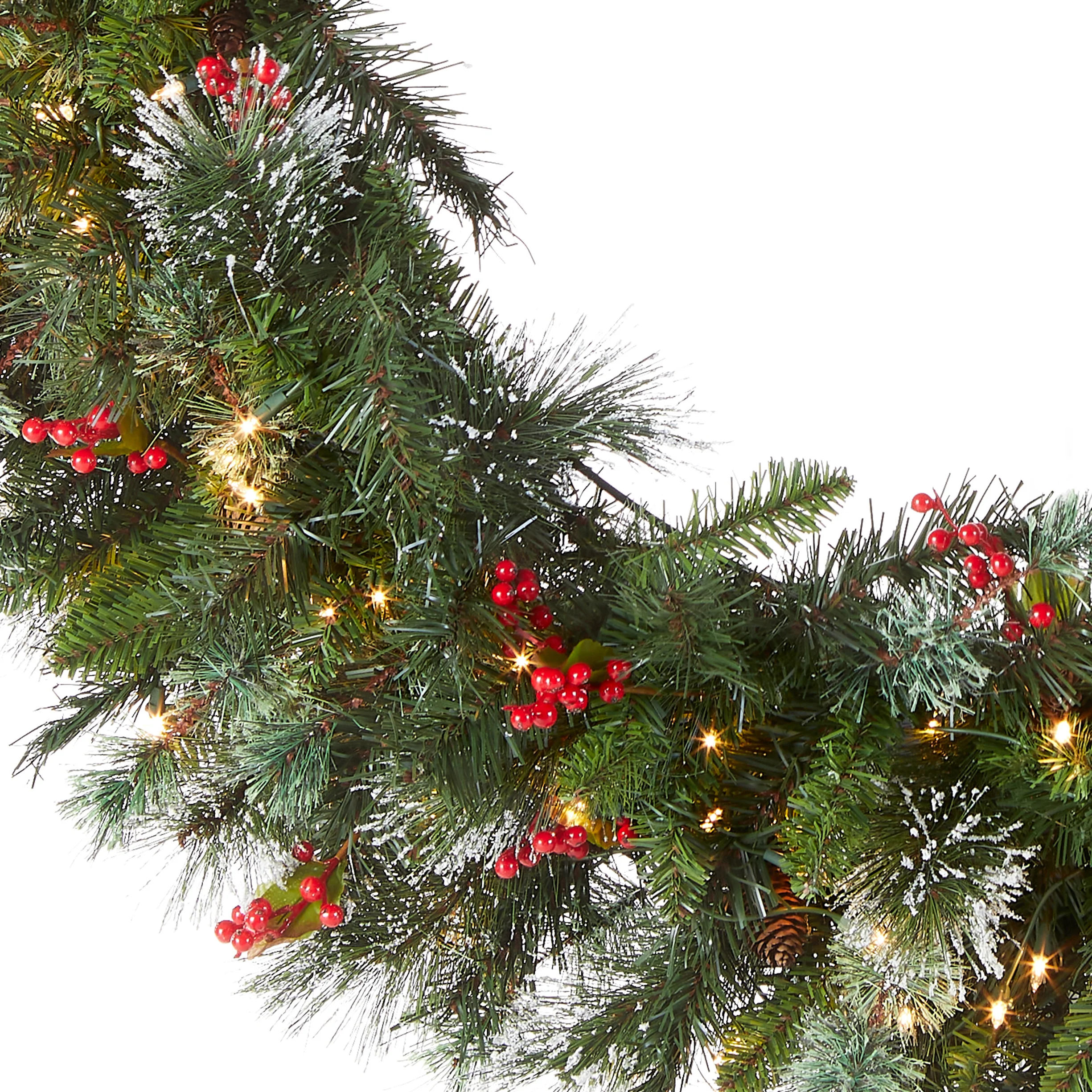 48 in. Pre-Lit Wintry Pine Wreath with Clear Lights, Plug-In - Image 3