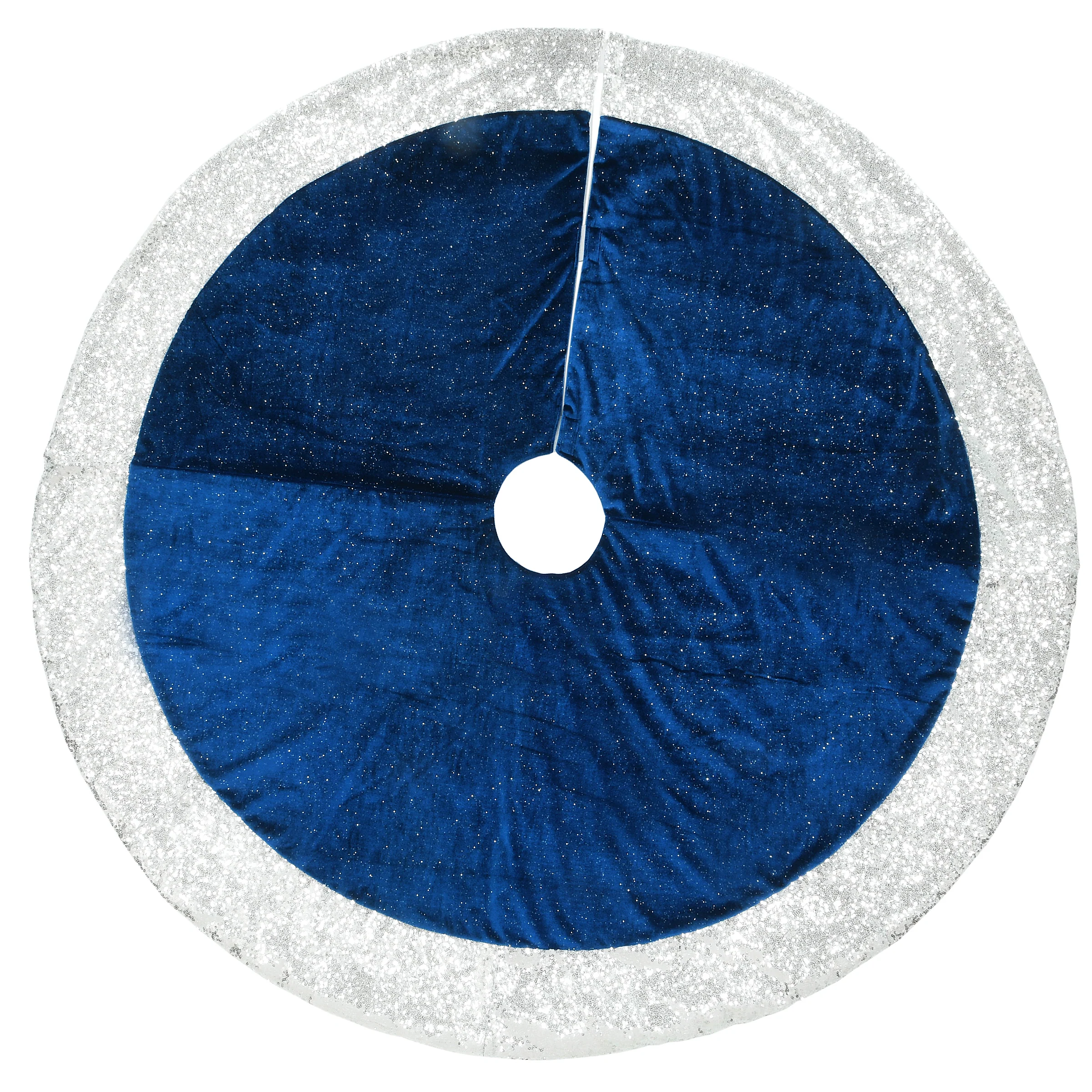 48 in. Arctic Lights Collection Navy and Silver Tree Skirt