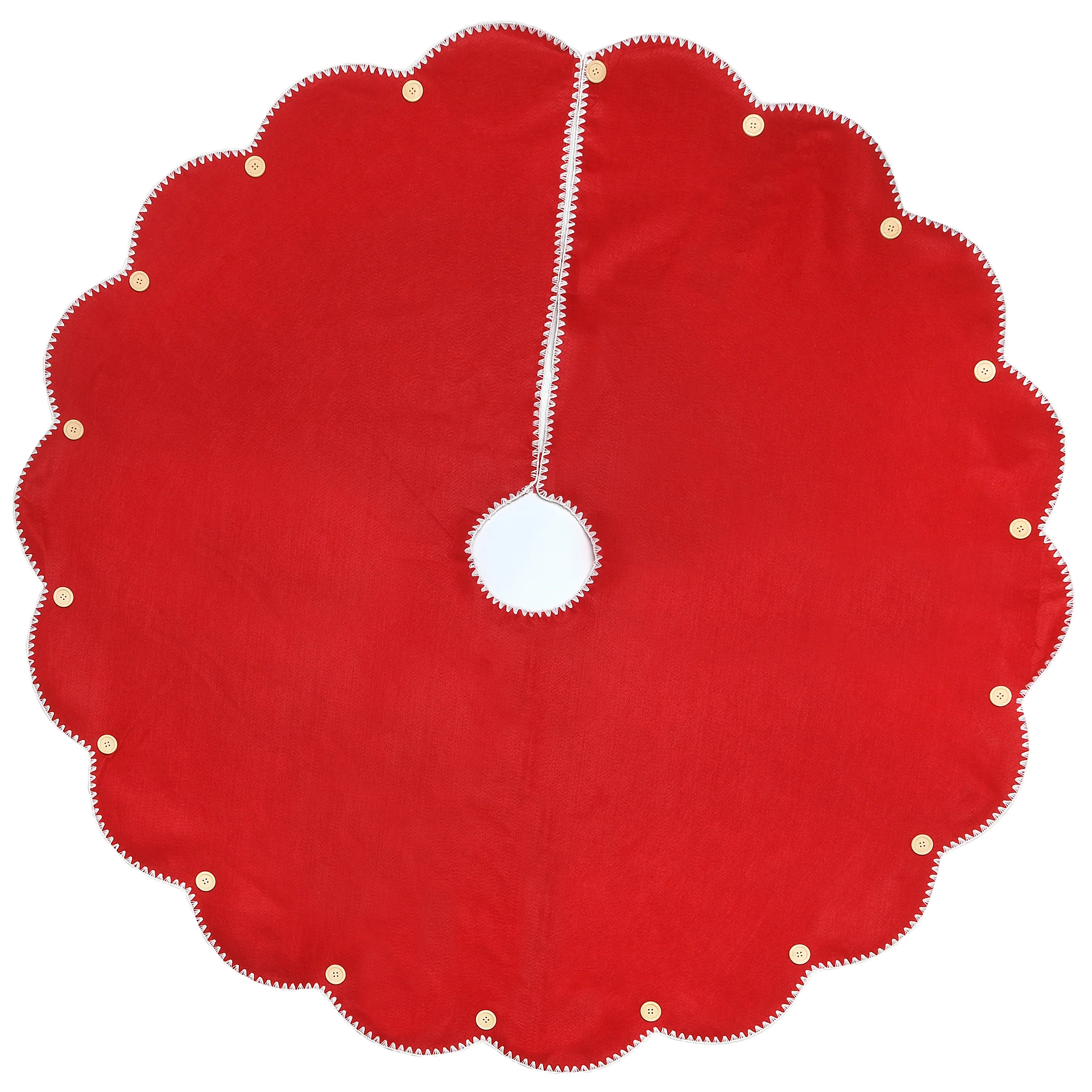 48 in. General Store Collection Scalloped Red Tree Skirt