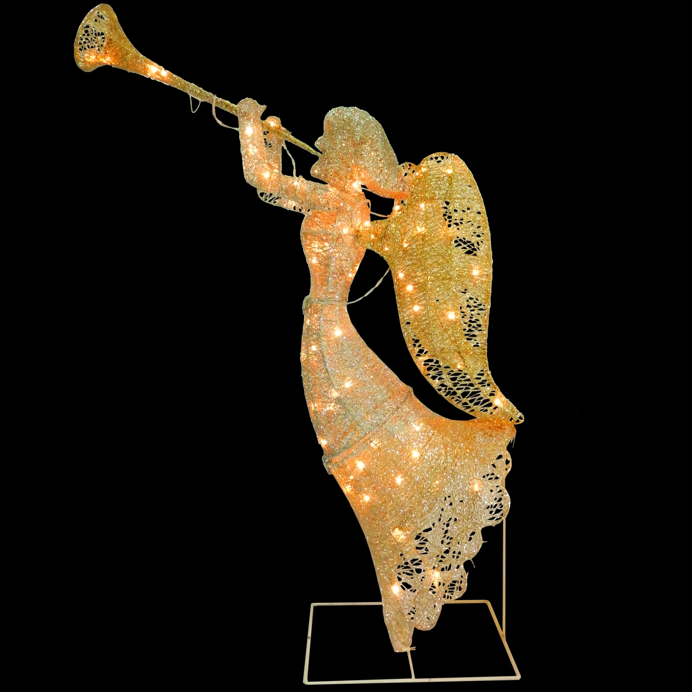 48 in. Champagne Sisal Angel with LED Lights - Image 3