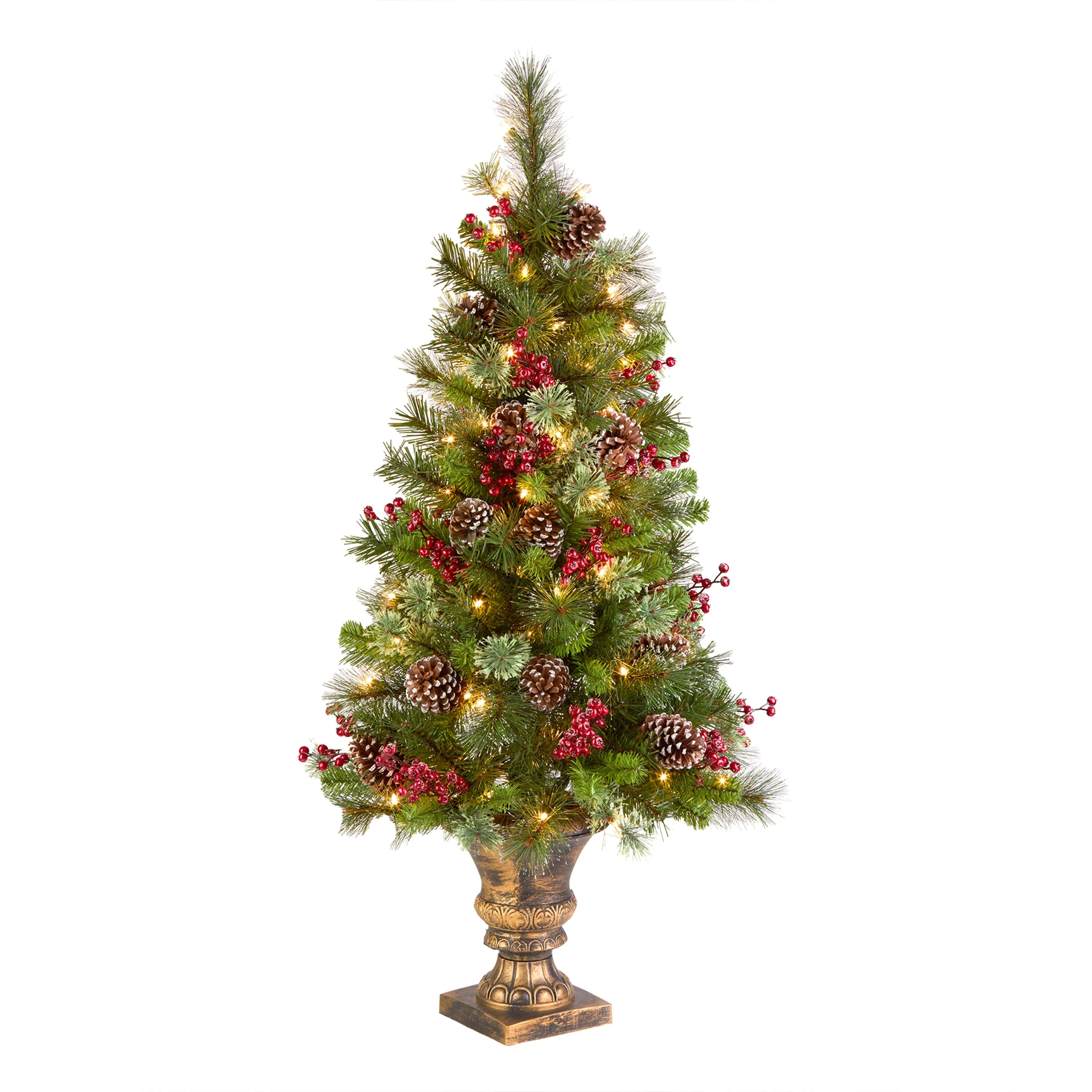 4 ft. Pre-Lit Iced Berry Pine Entrance Tree with Clear Lights, Plug-In - Image 3