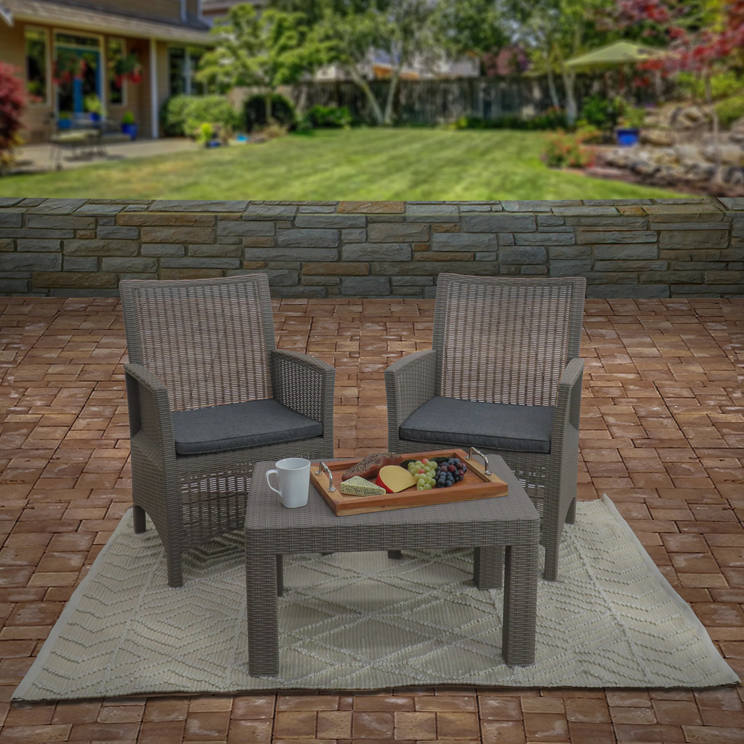 4x6 ft. Sand Hand Woven Outdoor Rug - Image 2