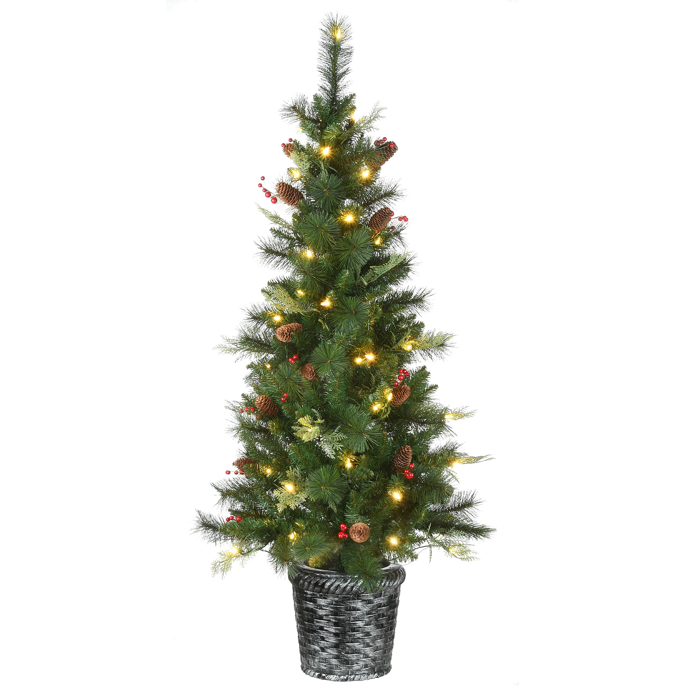 5 ft. Pre-Lit Buzzard Pine Slim Tree with LED Lights, Plug-In