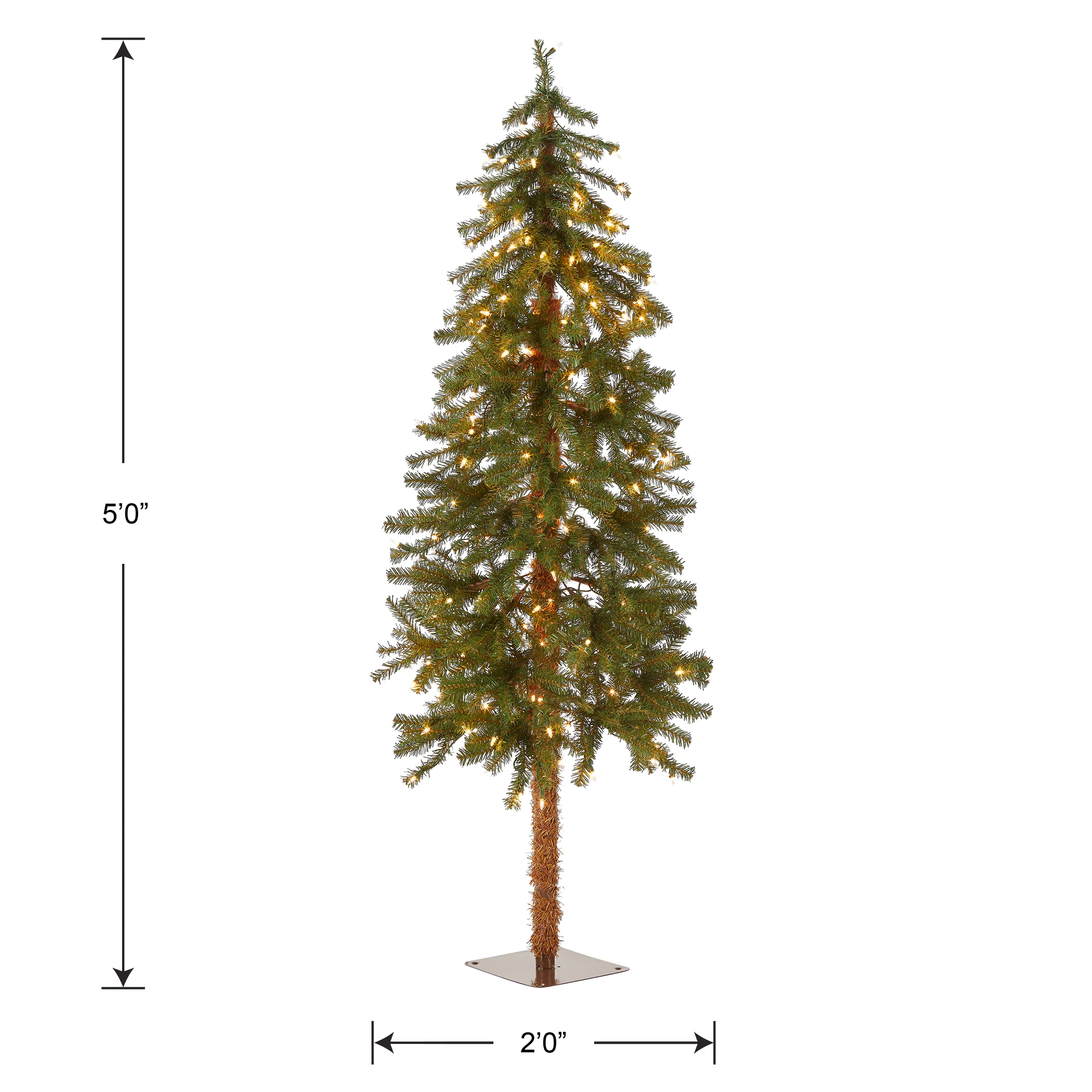 5 ft. Pre-Lit Hickory Cedar Slim Tree with Clear Lights, Plug-In - Image 3
