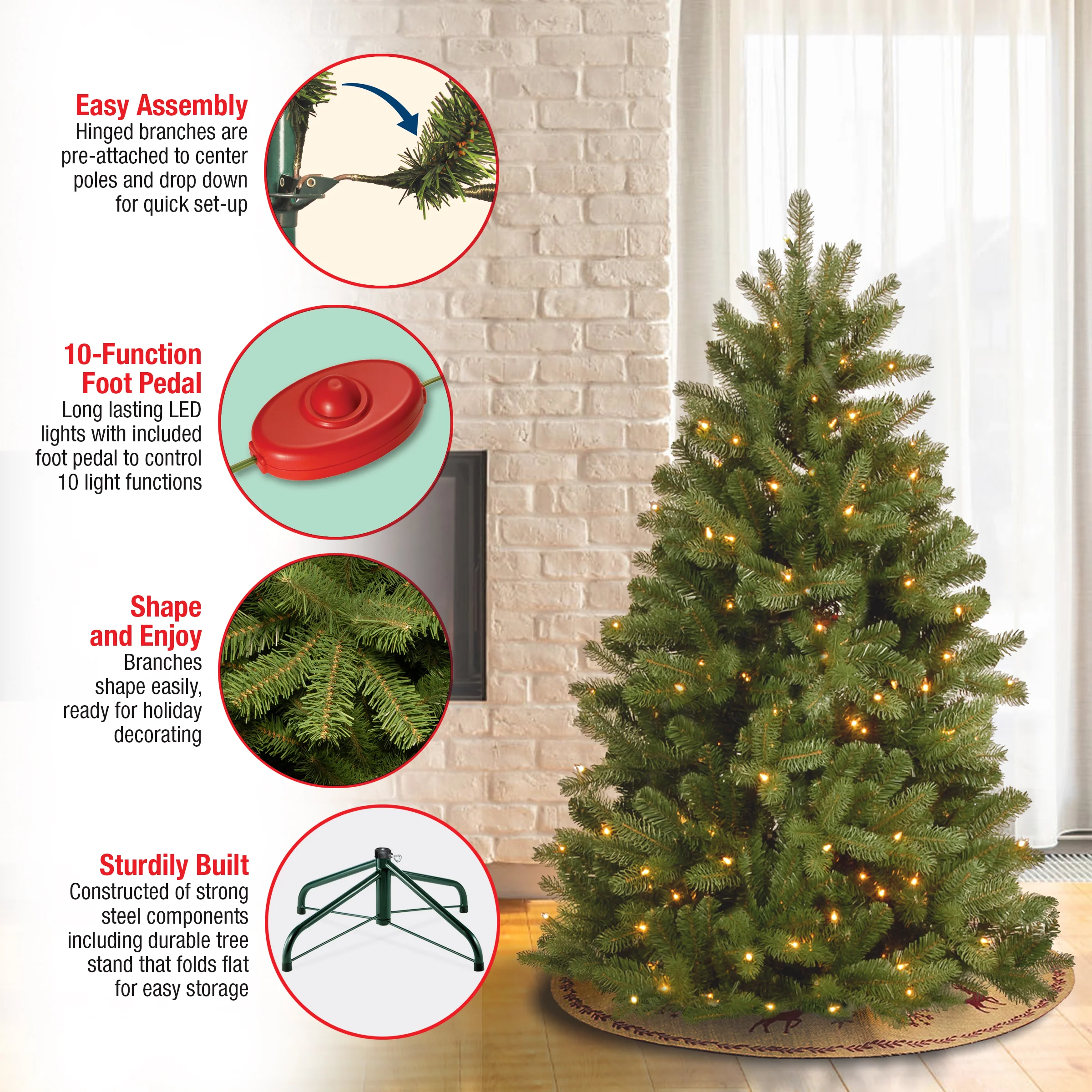 5 ft. Pre-Lit Newberry Spruce Tree with Dual Color LED Lights, Plug-In - Image 5