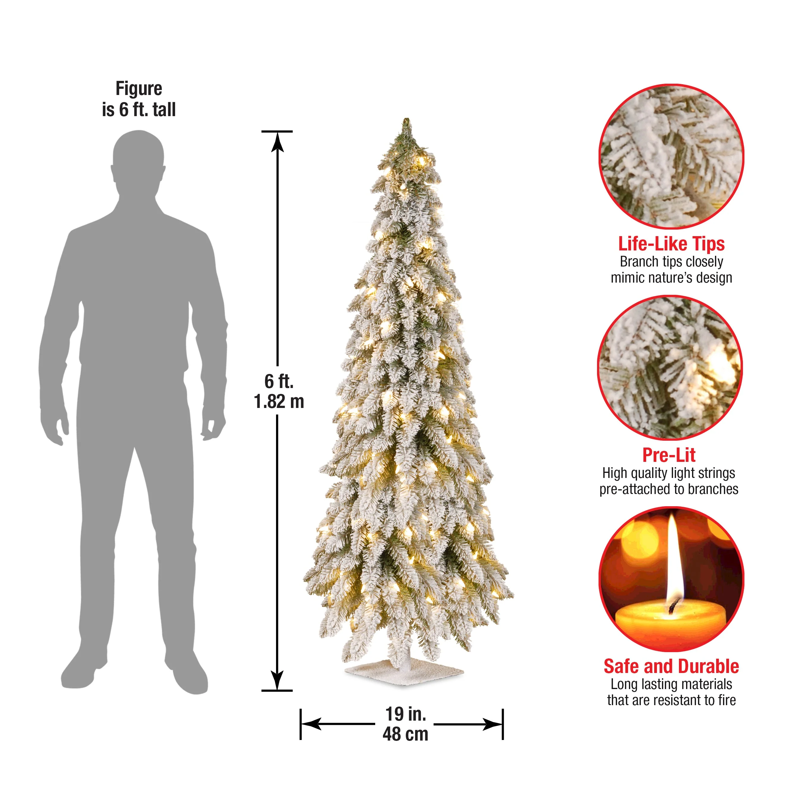 5 ft. Pre-Lit Snowy Downswept Forest Slim Tree with Clear Lights, Plug-In - Image 6