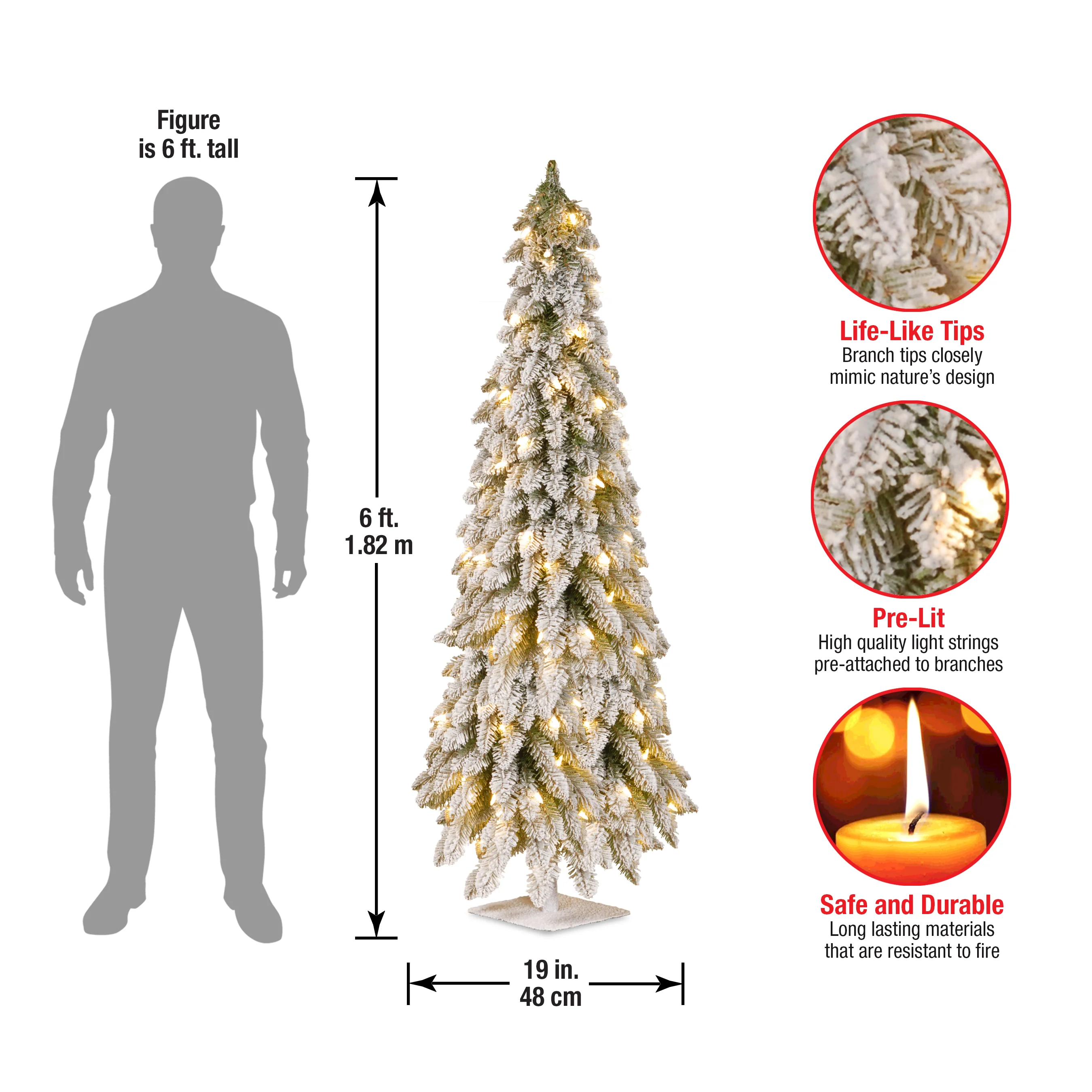 5 ft. Pre-Lit Snowy Downswept Forest Slim Tree with Clear Lights, Plug-In - Image 8
