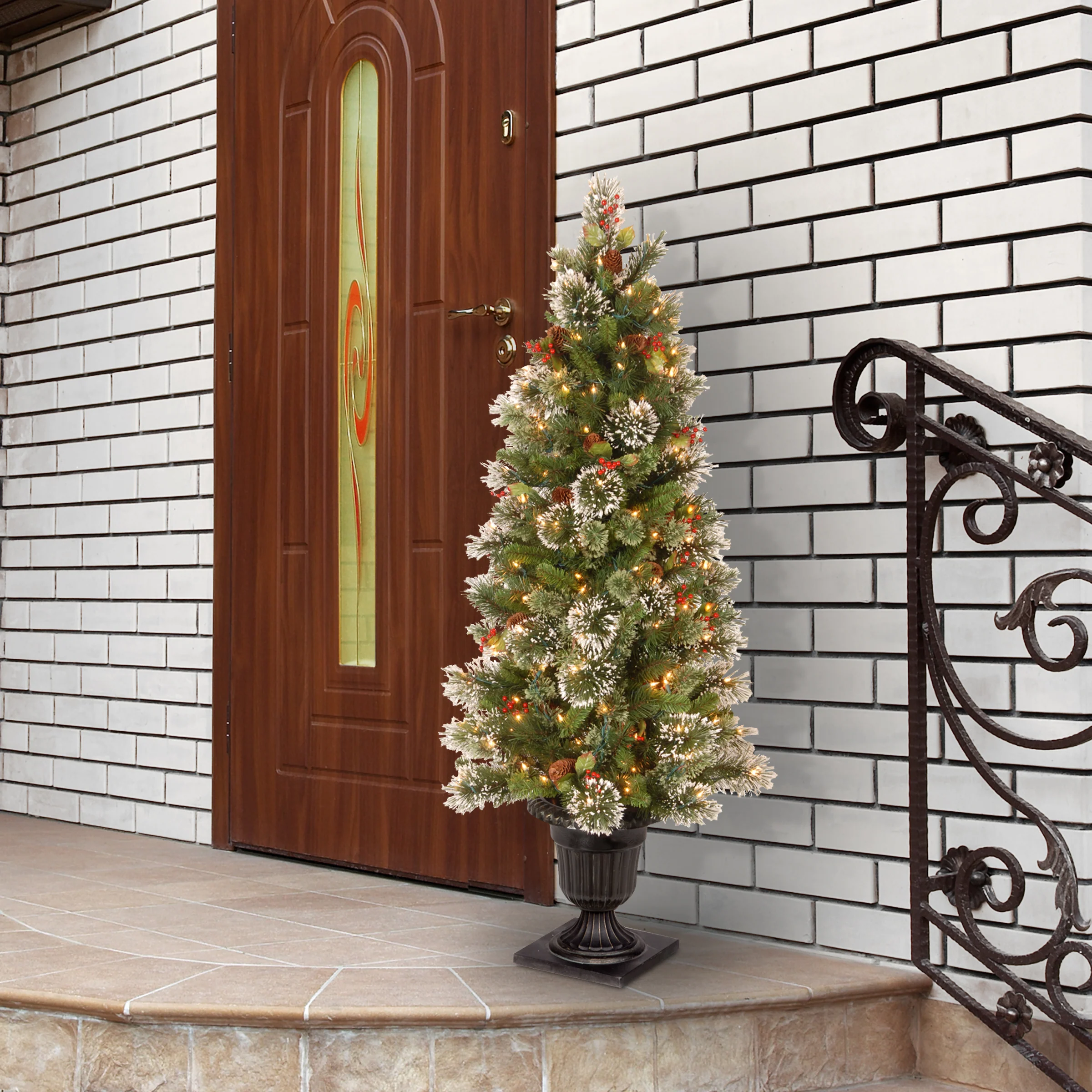 5 ft. Pre-Lit Wintry Pine Tree with Clear Lights - Image 2