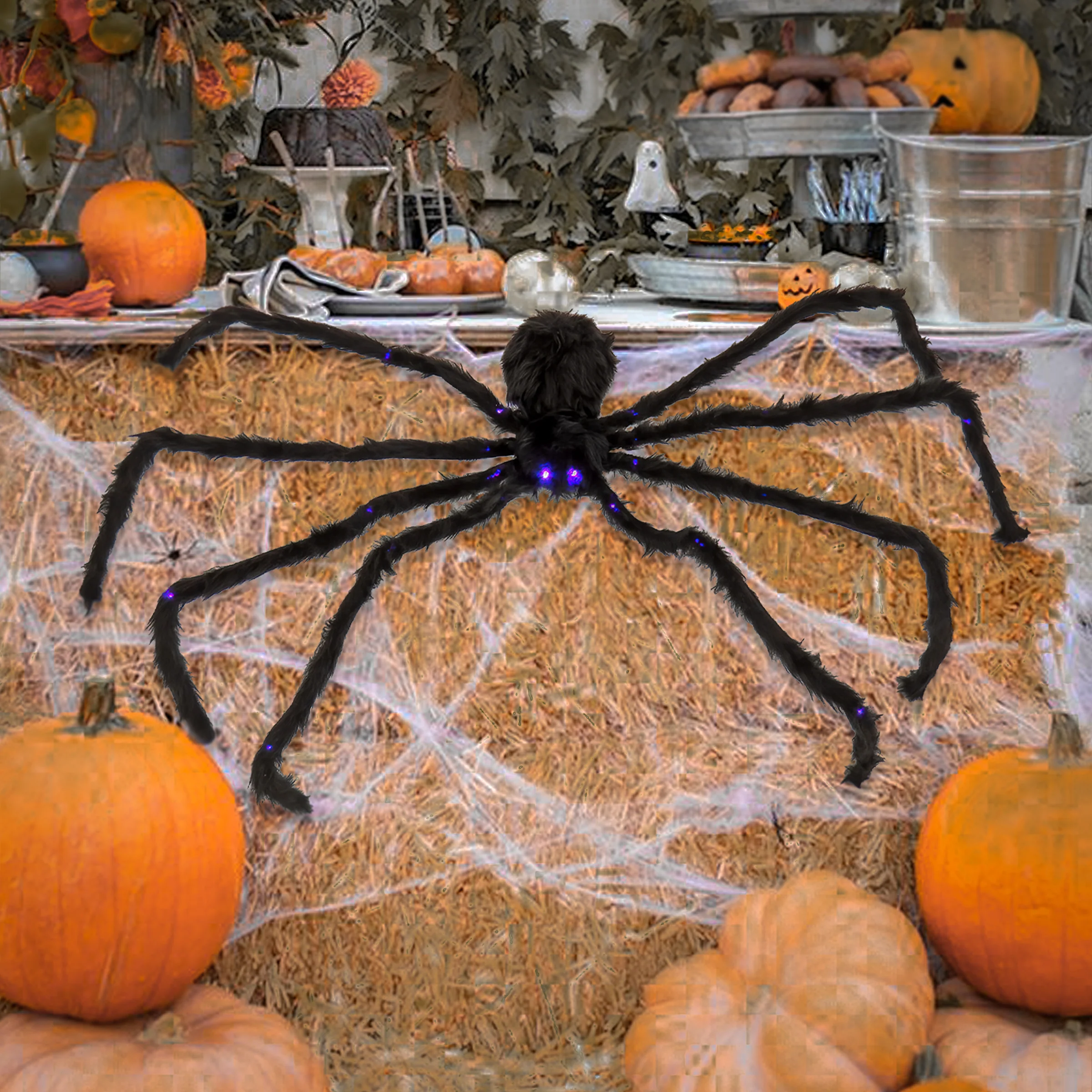 50 in. Halloween Spider with LED Lights - Image 2