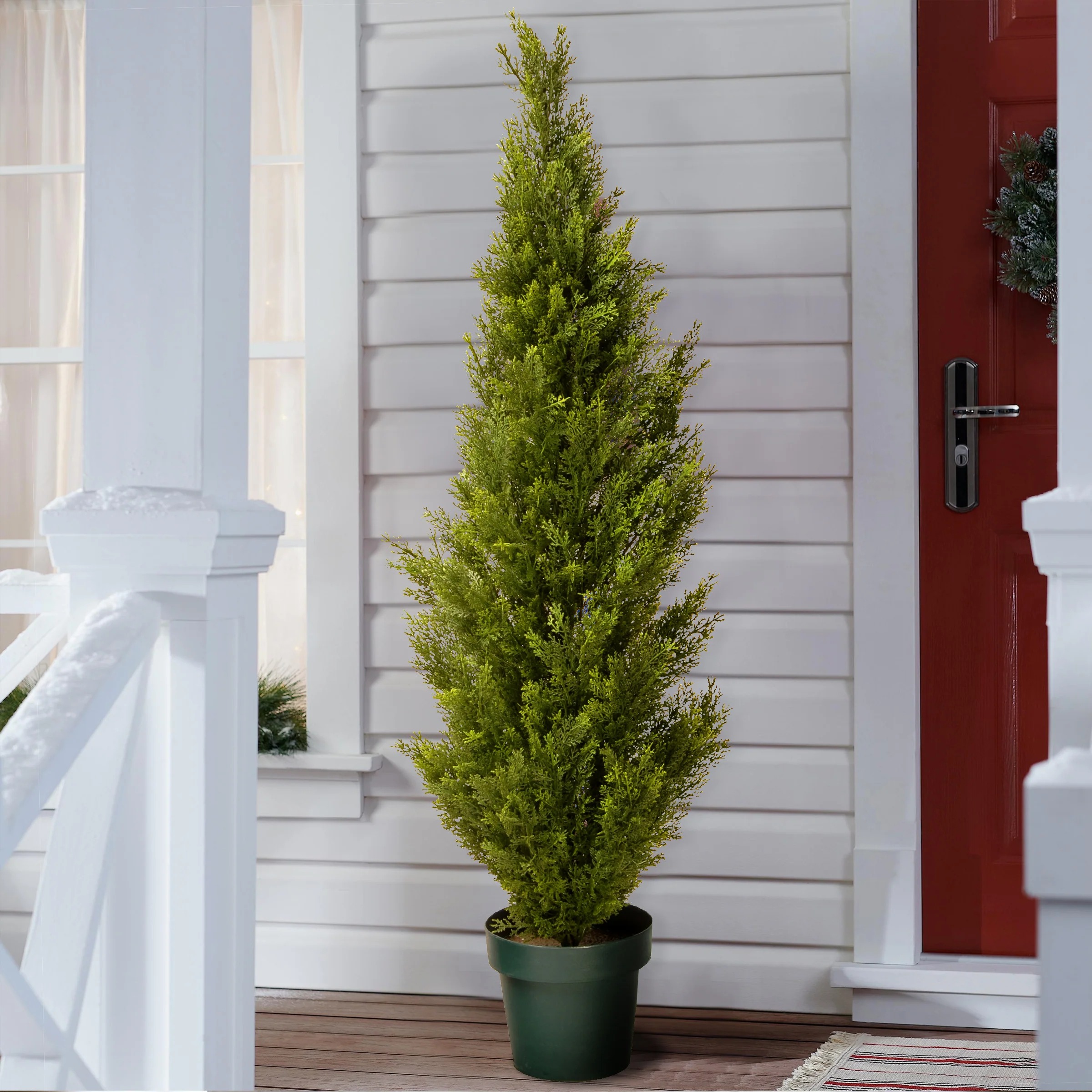 53 in. Cedar Topiary Tree in Dark Green Round Growers Pot - Image 2